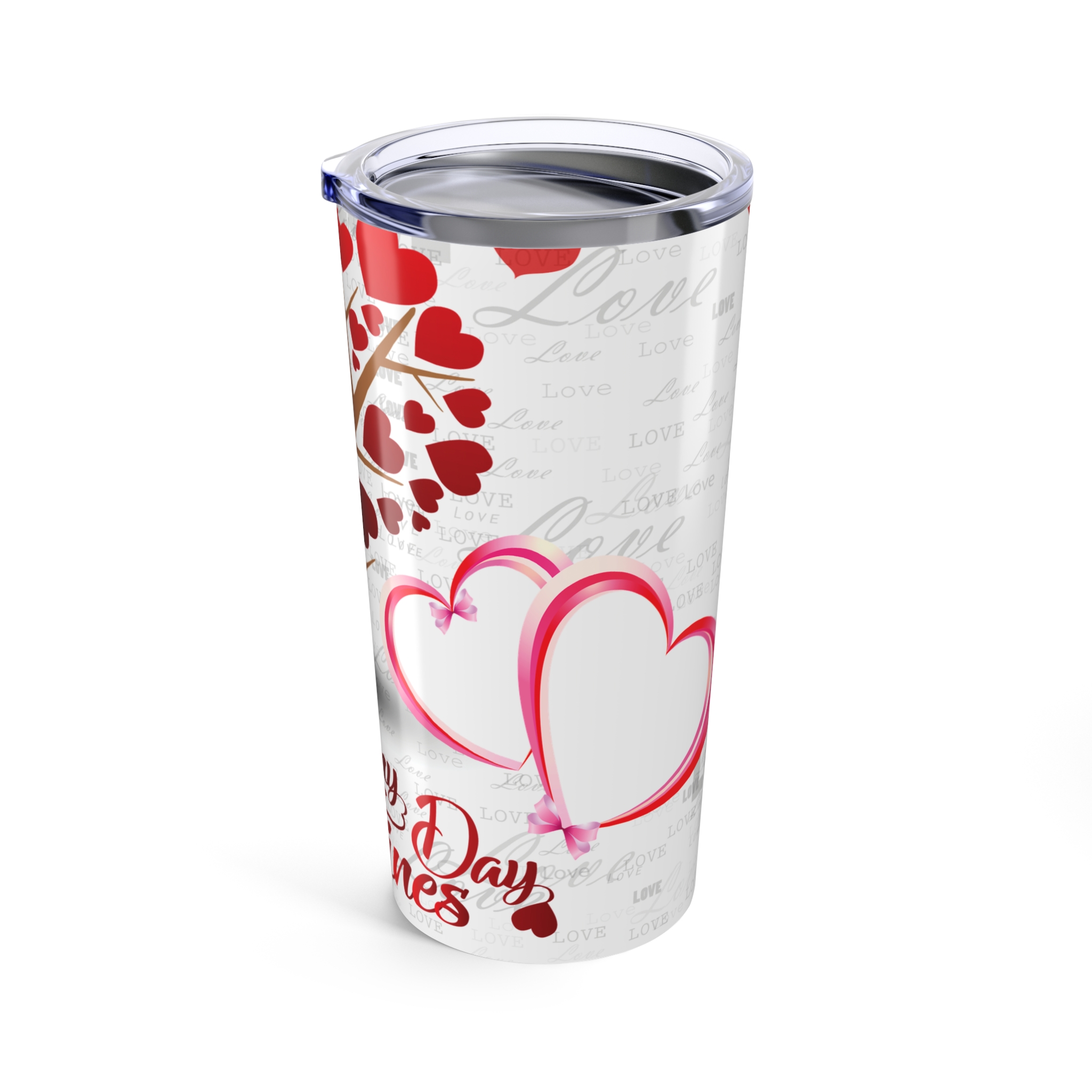 Valentine's Heart Tree 20oz Tumbler - Happy Valentine's Day Thermal Cup - Image 4