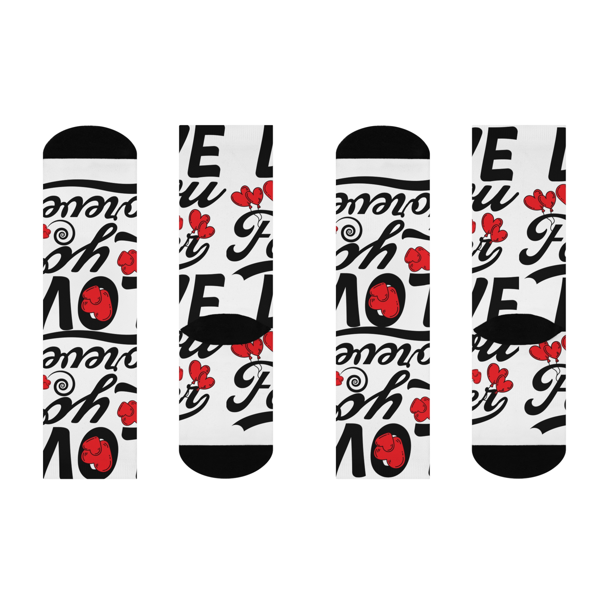 Love You Forever Cushioned Crew Socks — Romantic Red Heart Pattern, Valentine's Day Gift - Image 3