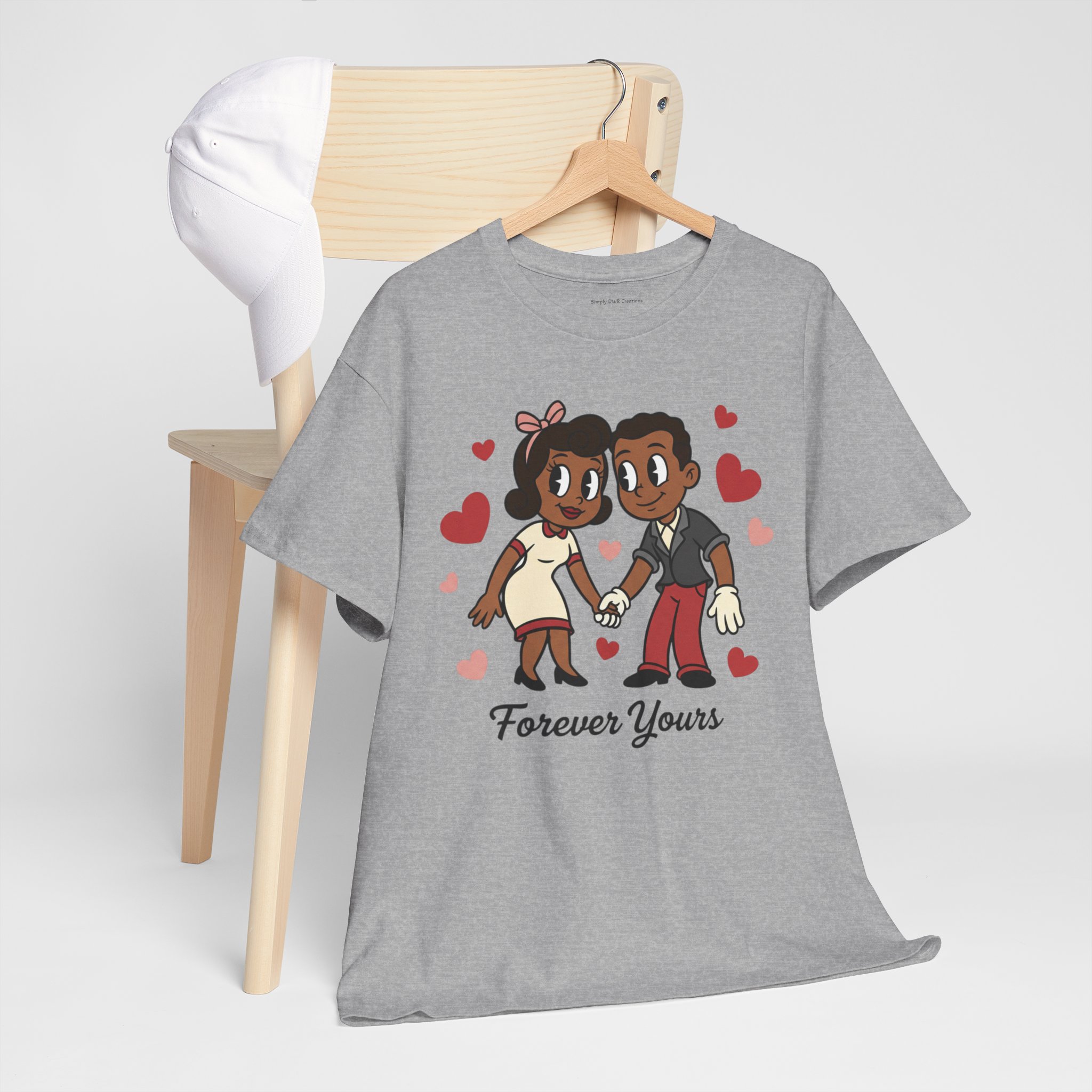 Couple Running Graphic Tee — Cute Romantic Illustration Shirt