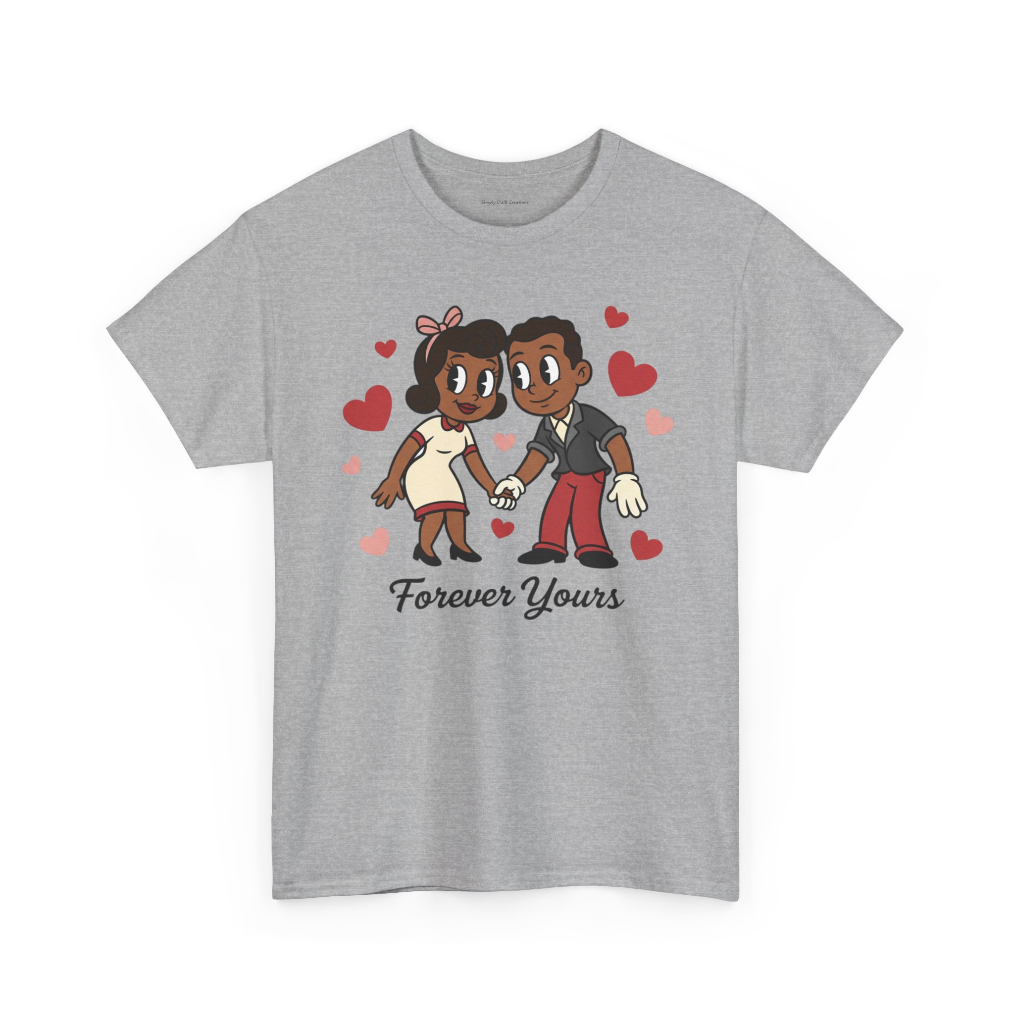 Couple Running Graphic Tee — Cute Romantic Illustration Shirt - Image 2