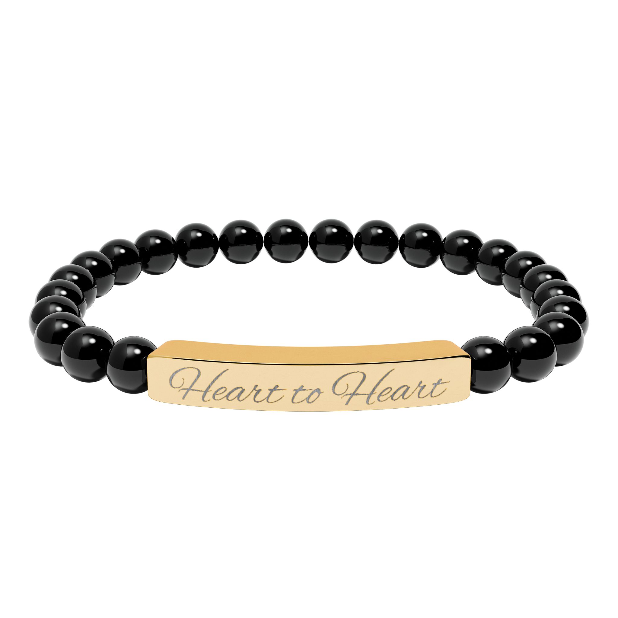 Engraved Bar Natural Stone Stretch Bracelet | Personalized Beaded Bracelet - Image 10