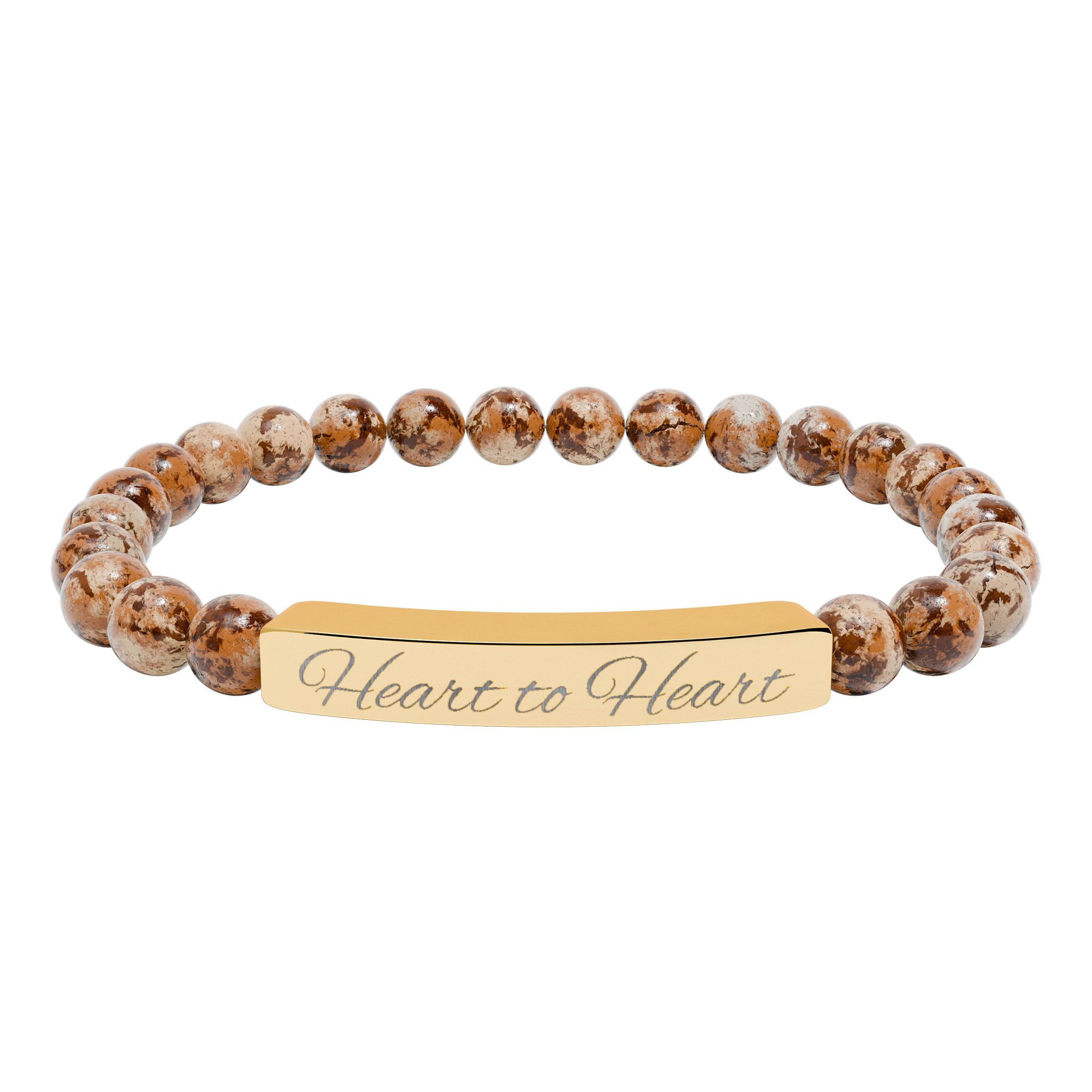 Engraved Bar Natural Stone Stretch Bracelet | Personalized Beaded Bracelet - Image 11
