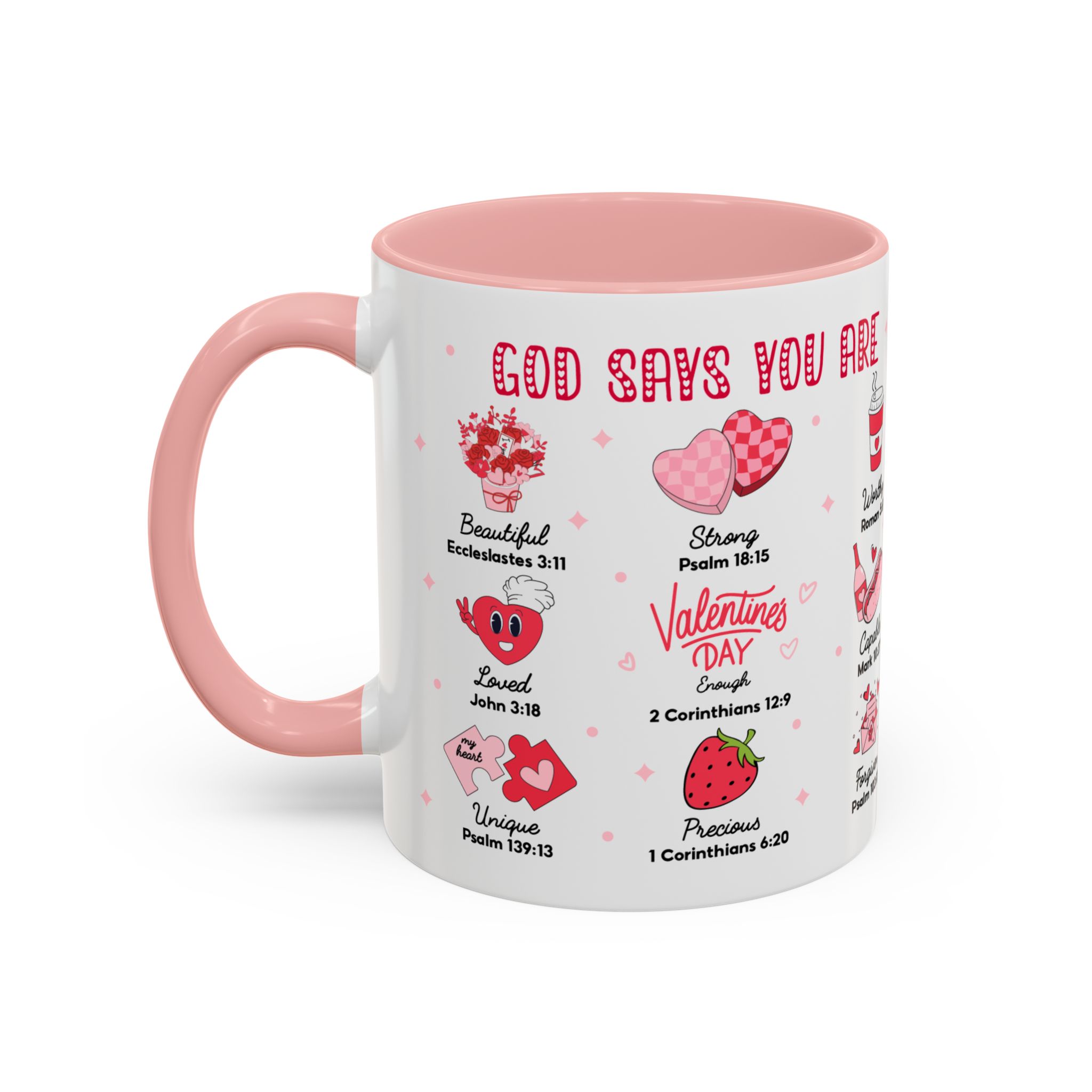 Valentine’s Faith Coffee Mug — "God Says You Are" Inspirational Scripture Accent Mug - Image 14