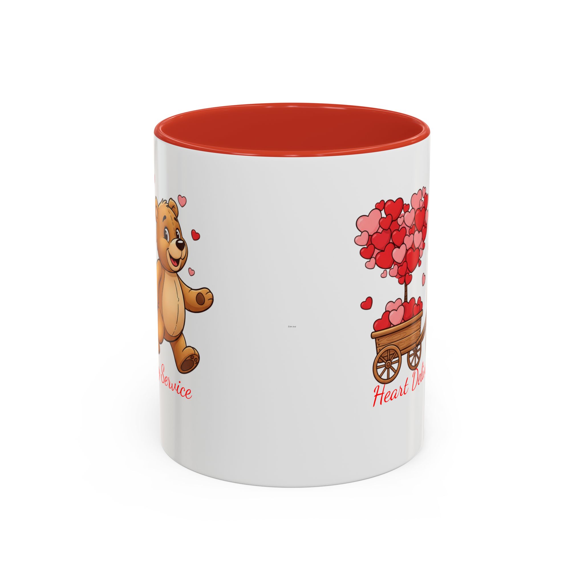 Valentine Teddy & Heart Wagon Accent Coffee Mug - Heart Delivery Service (11/15oz) - Image 2