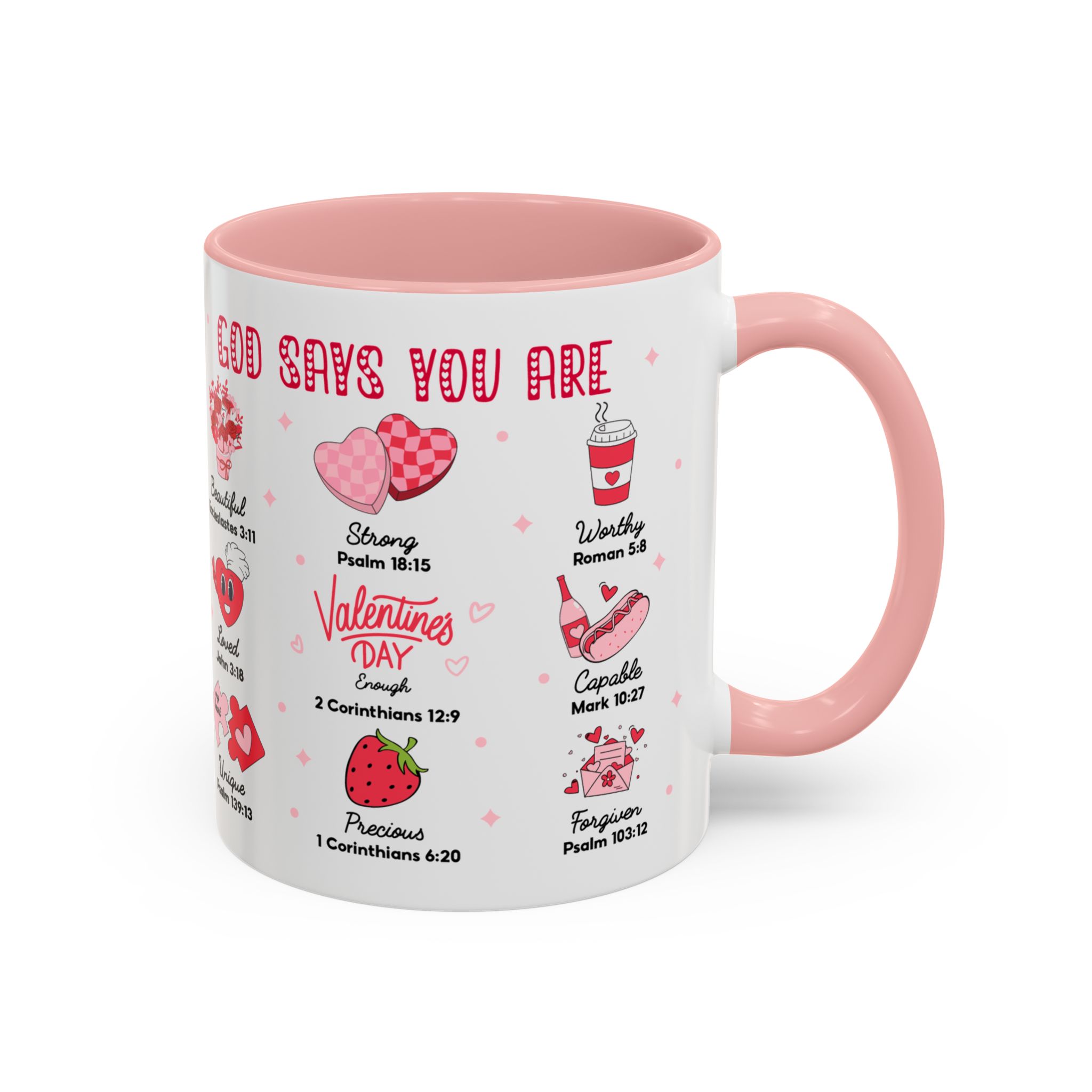Valentine’s Faith Coffee Mug — "God Says You Are" Inspirational Scripture Accent Mug - Image 13
