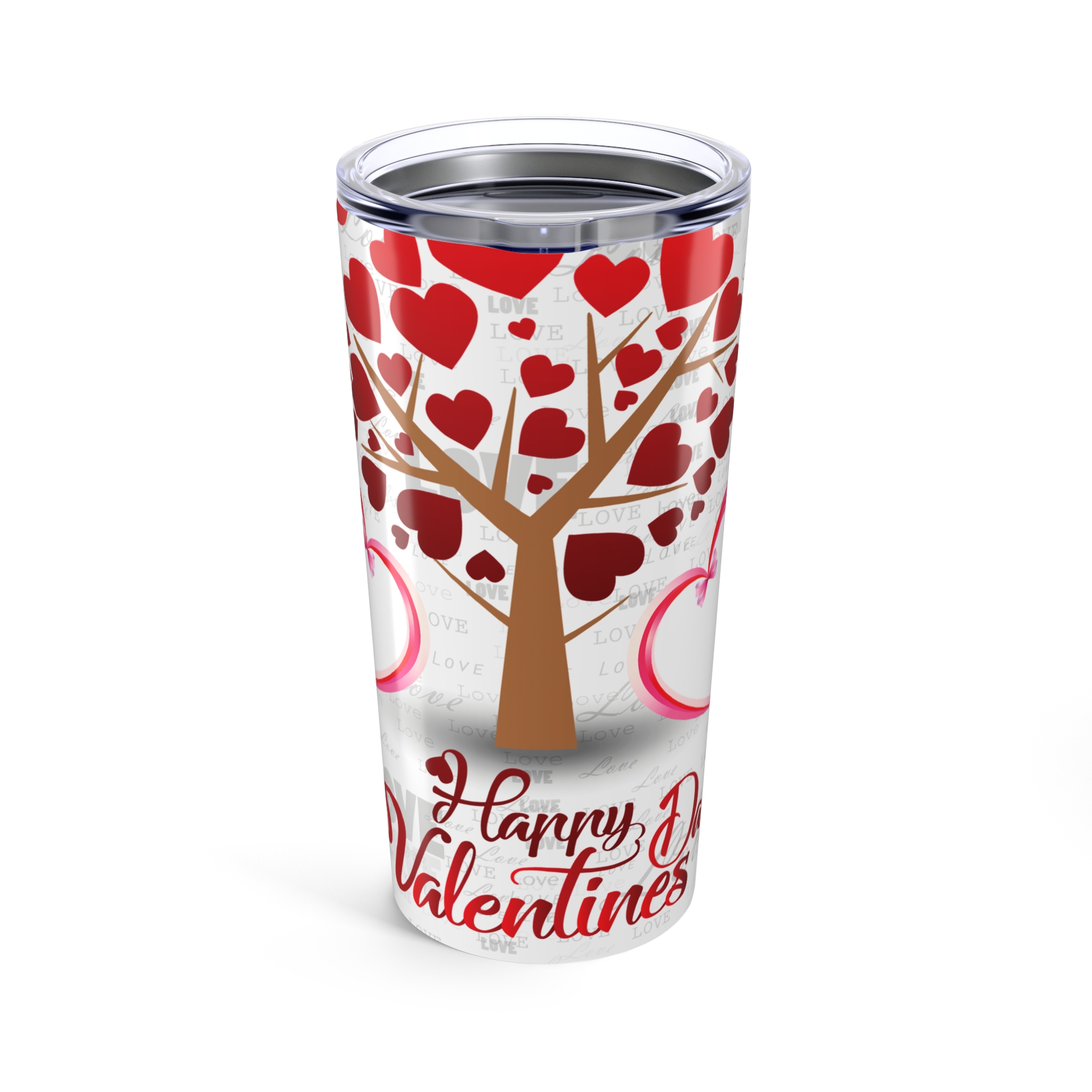 Valentine's Heart Tree 20oz Tumbler - Happy Valentine's Day Thermal Cup
