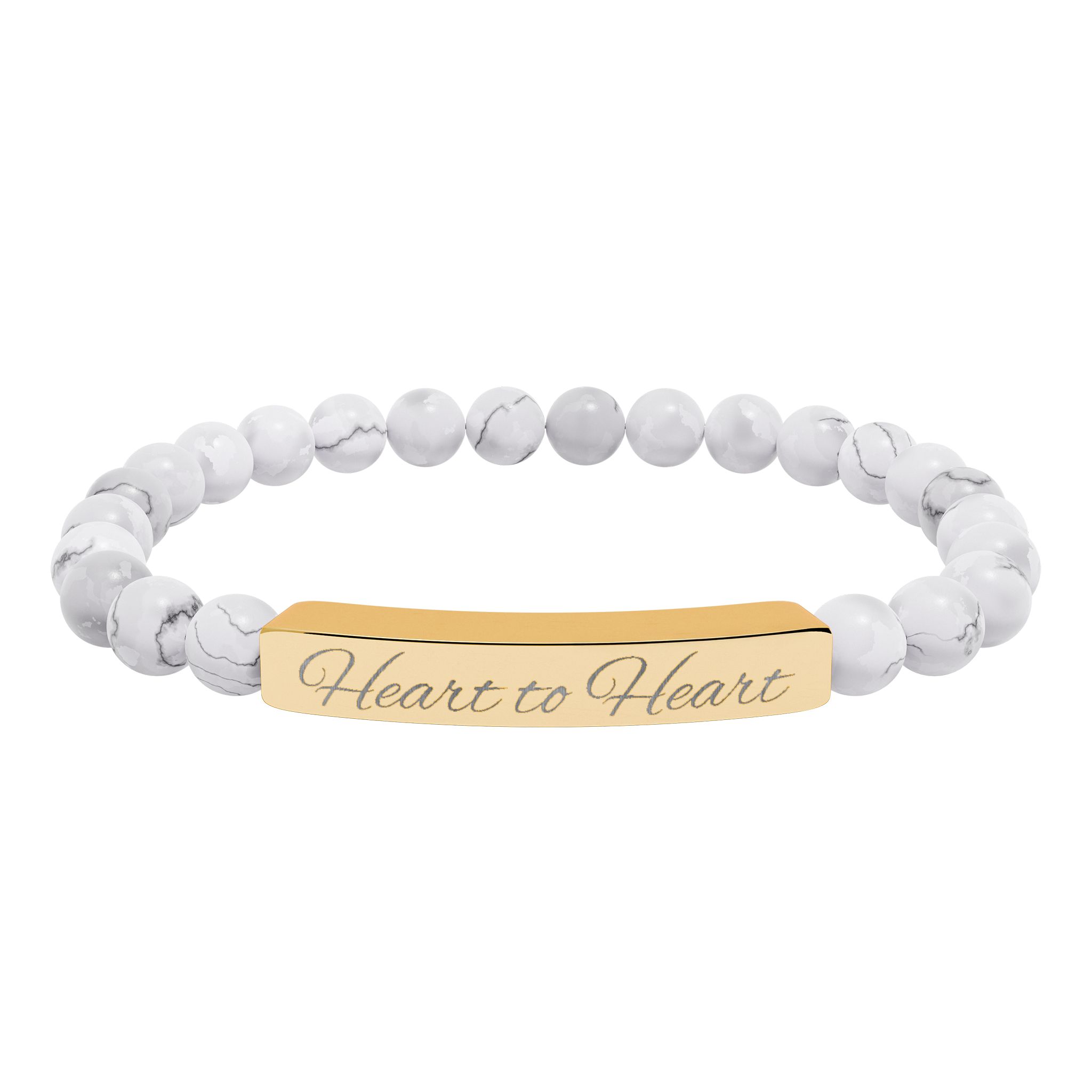 Engraved Bar Natural Stone Stretch Bracelet | Personalized Beaded Bracelet - Image 9