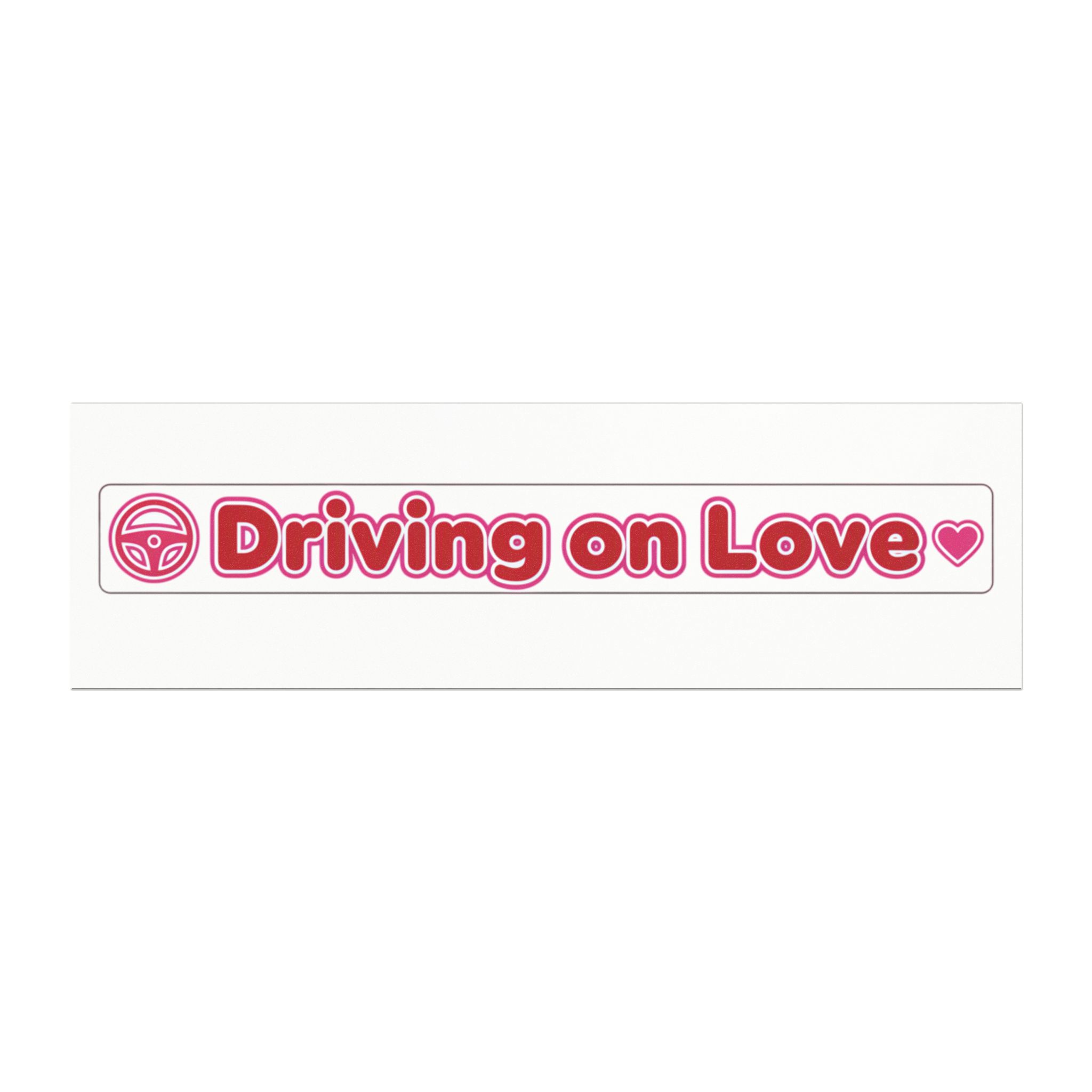 Driving on Love Car Magnet | Pink Heart Steering Wheel Bumper Sticker