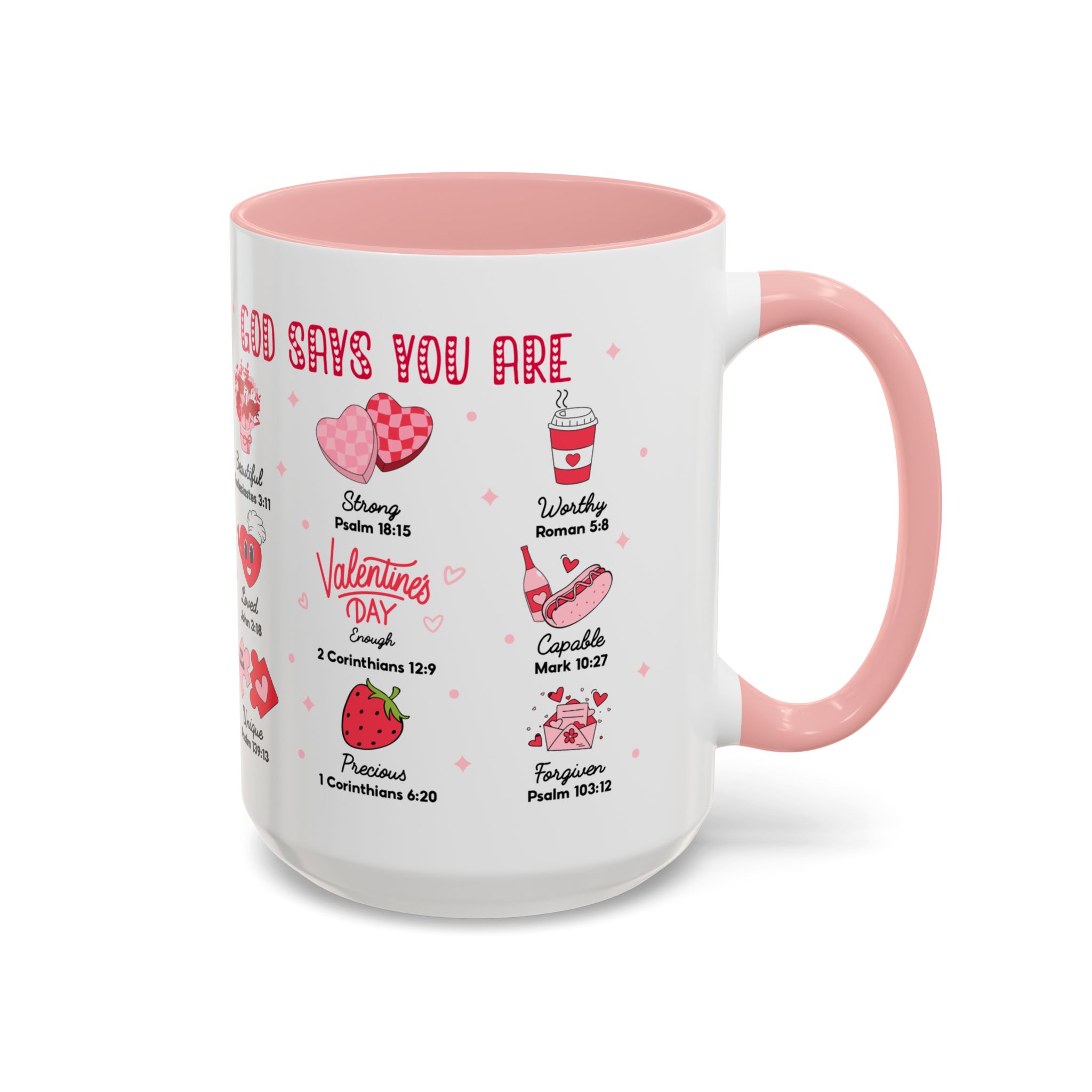 Valentine’s Faith Coffee Mug — "God Says You Are" Inspirational Scripture Accent Mug - Image 26
