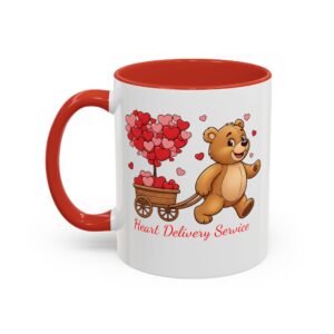 Valentine Teddy & Heart Wagon Accent Coffee Mug - Heart Delivery Service (11/15oz)