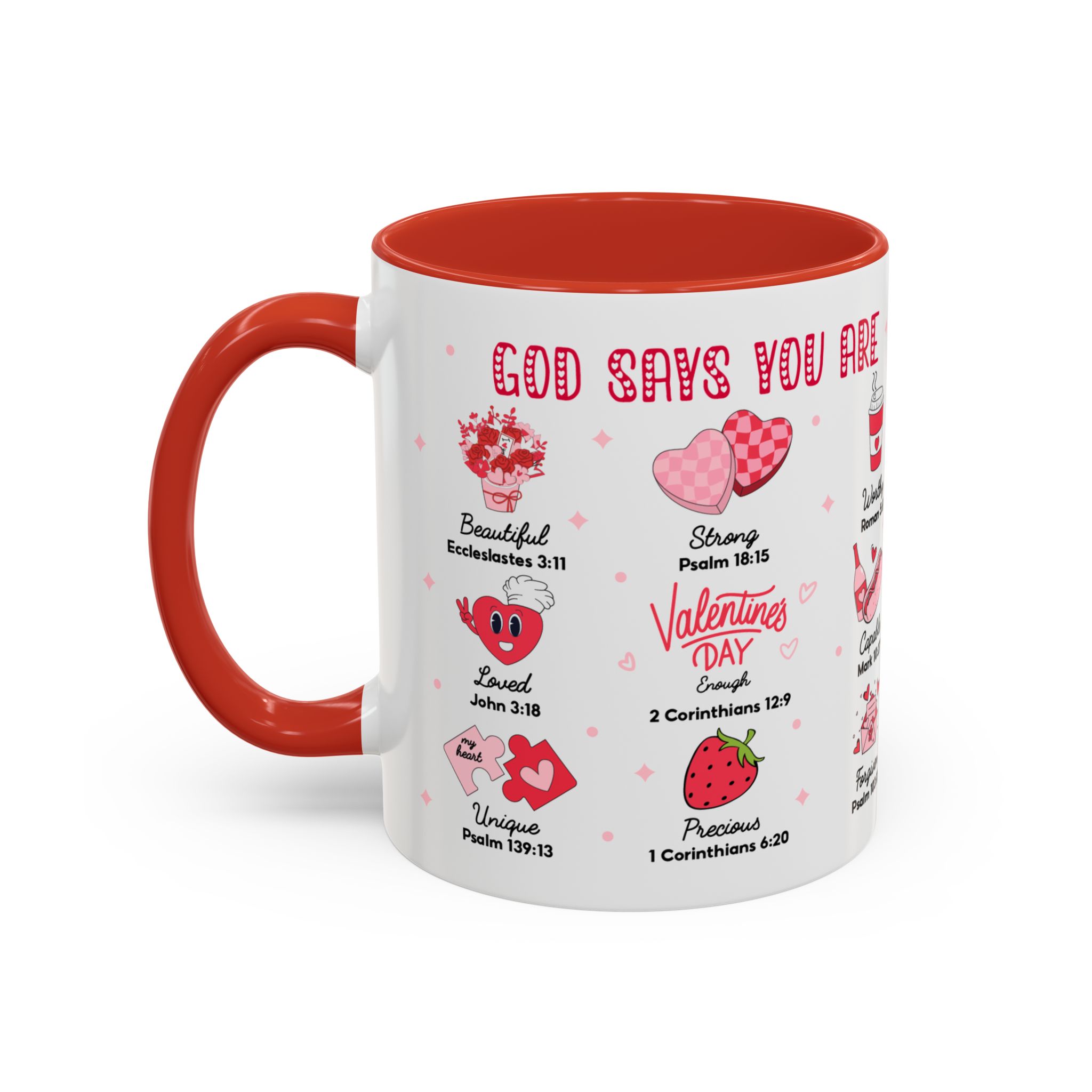 Valentine’s Faith Coffee Mug — "God Says You Are" Inspirational Scripture Accent Mug - Image 18