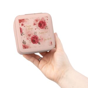 Floral Portable Jewelry Travel Case – Compact Pink Organizer with Ring & Earring Slots