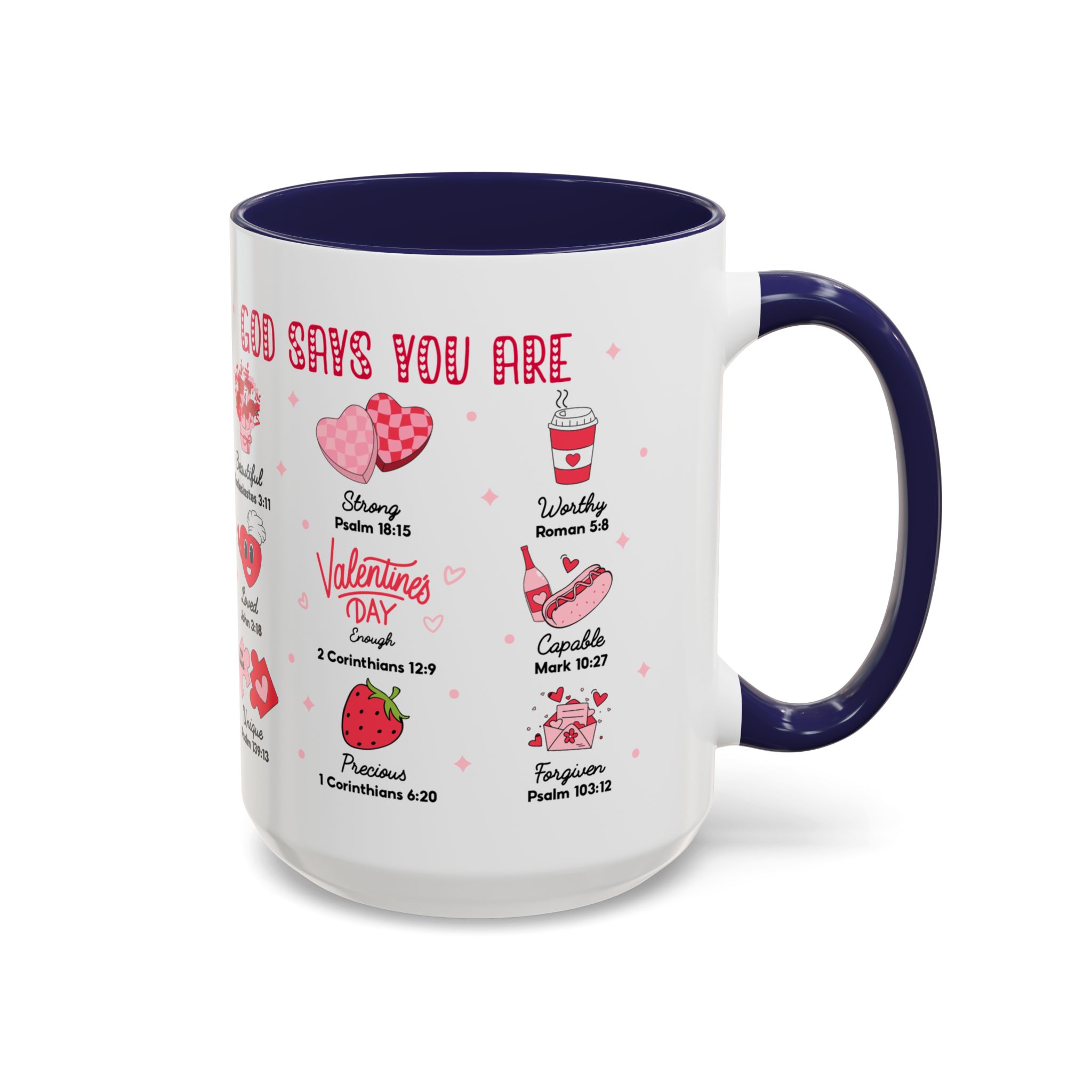 Valentine’s Faith Coffee Mug — "God Says You Are" Inspirational Scripture Accent Mug - Image 23
