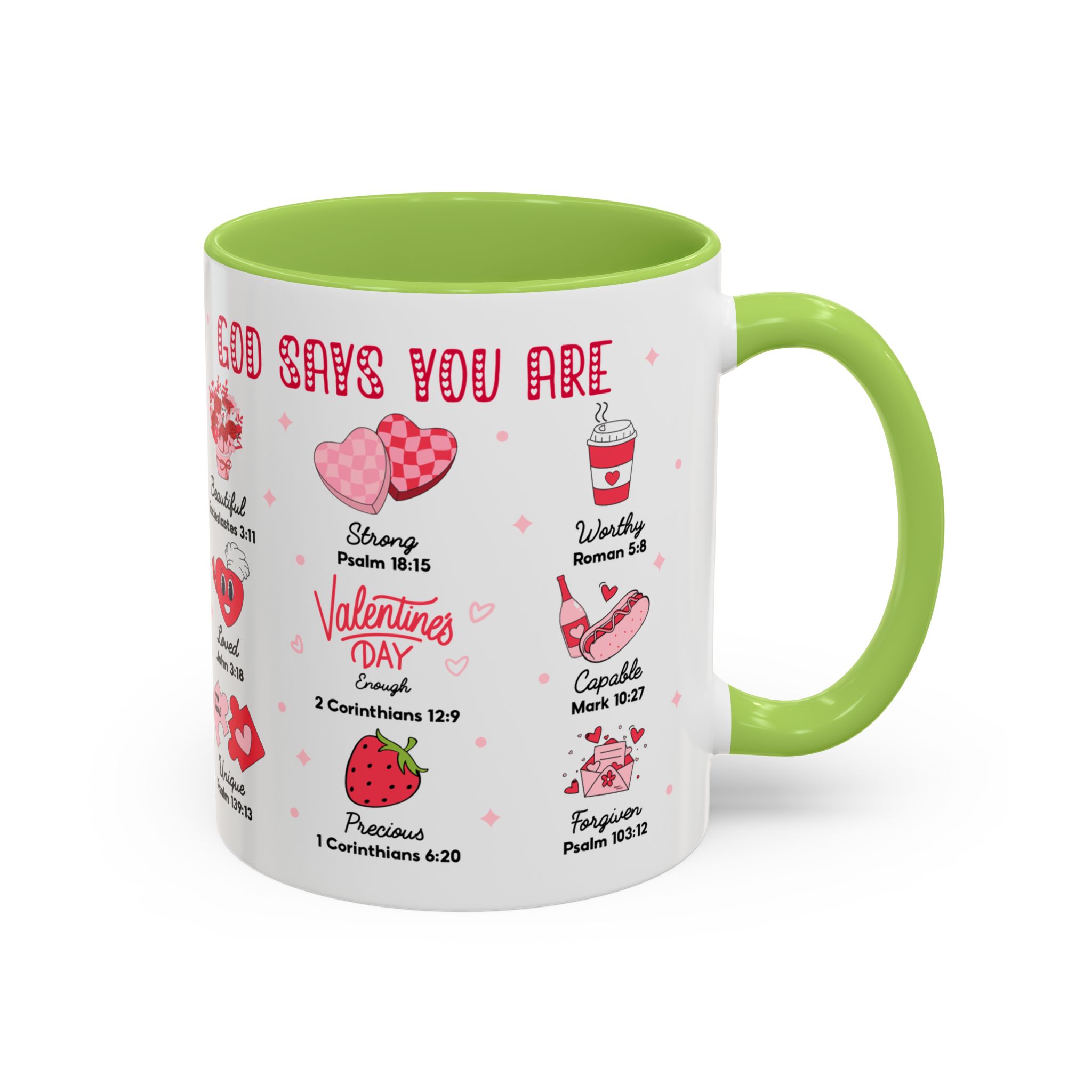 Valentine’s Faith Coffee Mug — "God Says You Are" Inspirational Scripture Accent Mug - Image 38