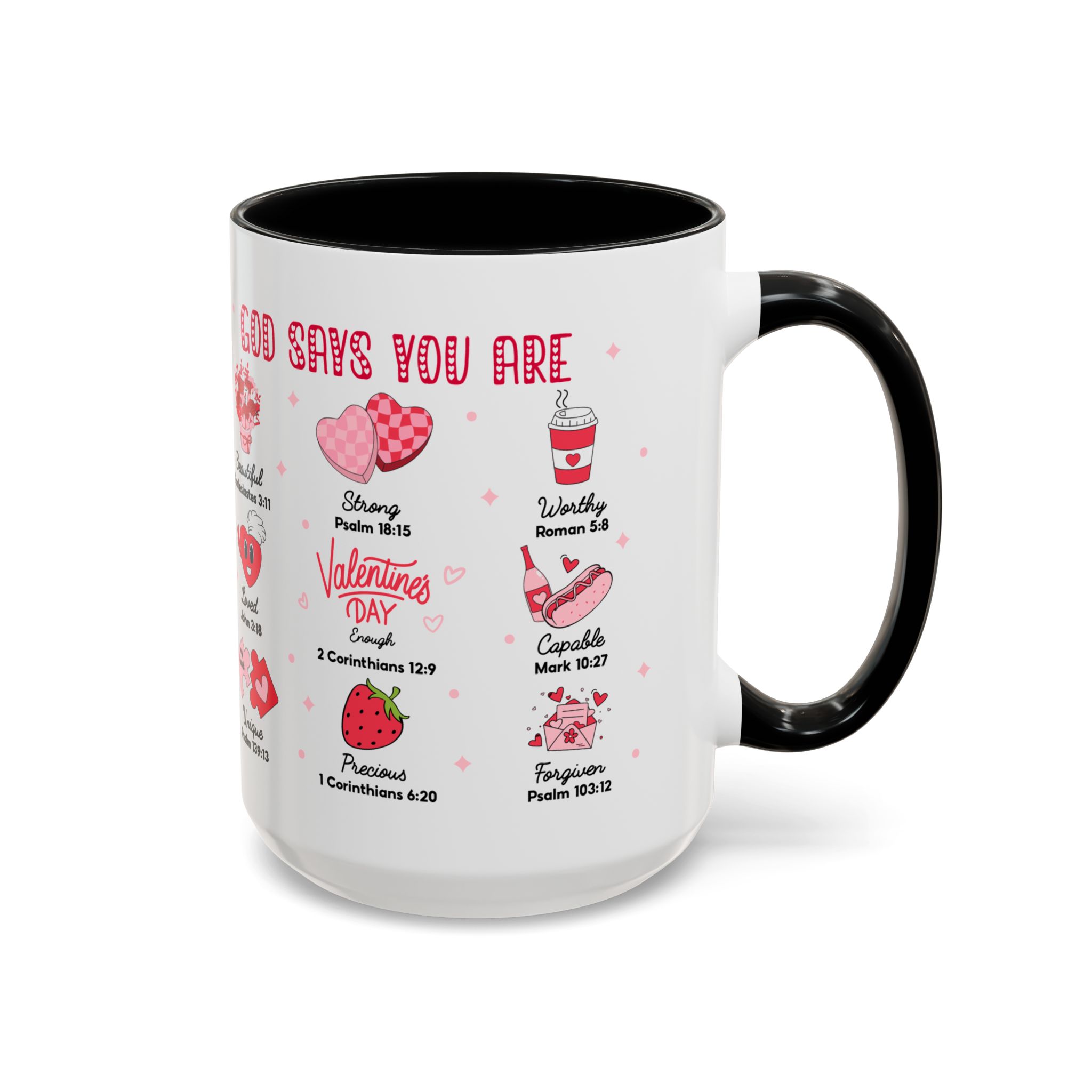 Valentine’s Faith Coffee Mug — "God Says You Are" Inspirational Scripture Accent Mug - Image 20