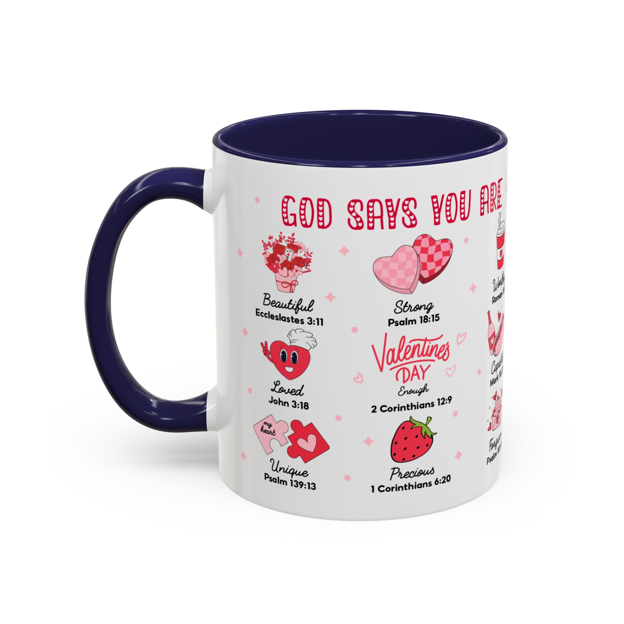 Valentine’s Faith Coffee Mug — "God Says You Are" Inspirational Scripture Accent Mug - Image 10
