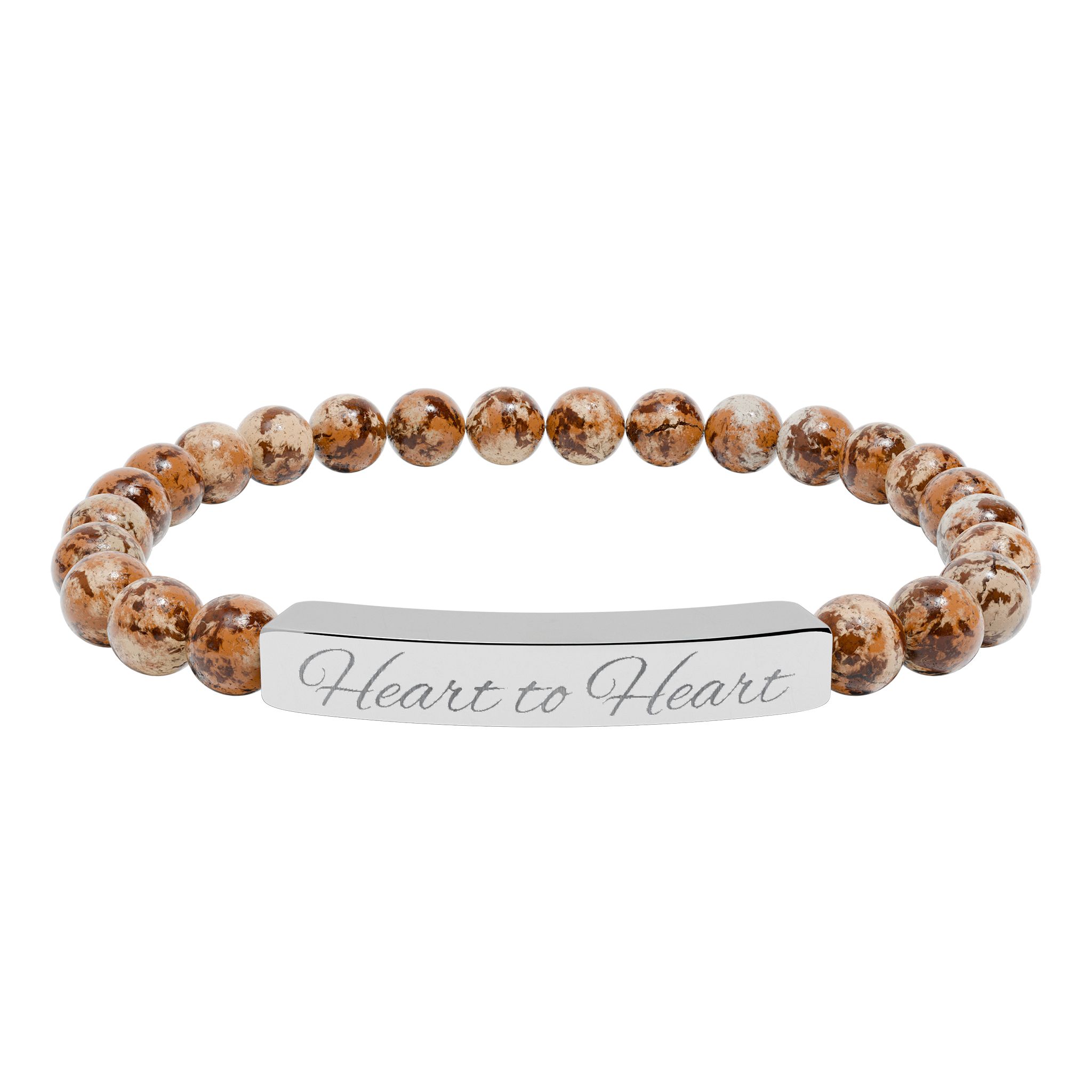 Engraved Bar Natural Stone Stretch Bracelet | Personalized Beaded Bracelet - Image 4