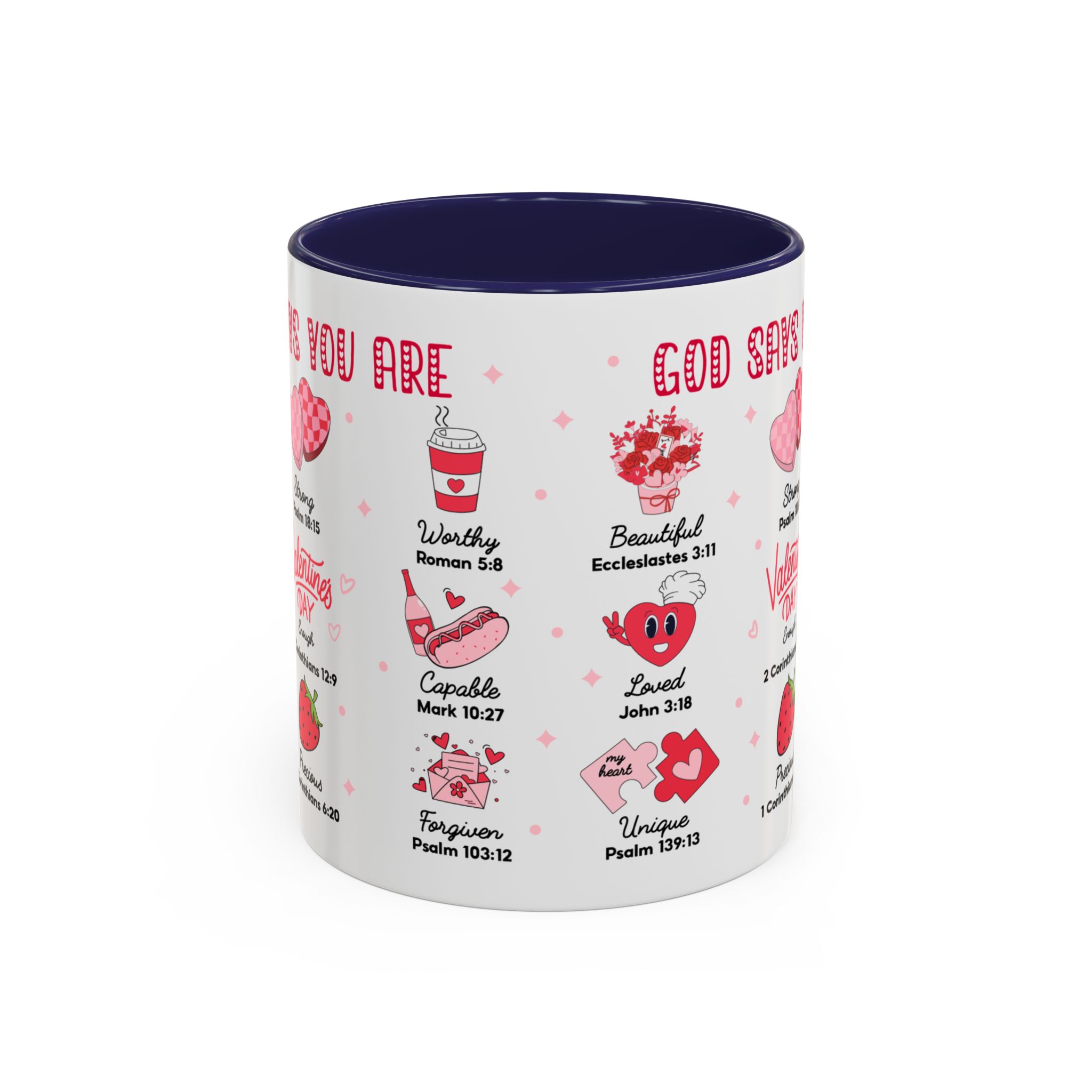 Valentine’s Faith Coffee Mug — "God Says You Are" Inspirational Scripture Accent Mug - Image 8