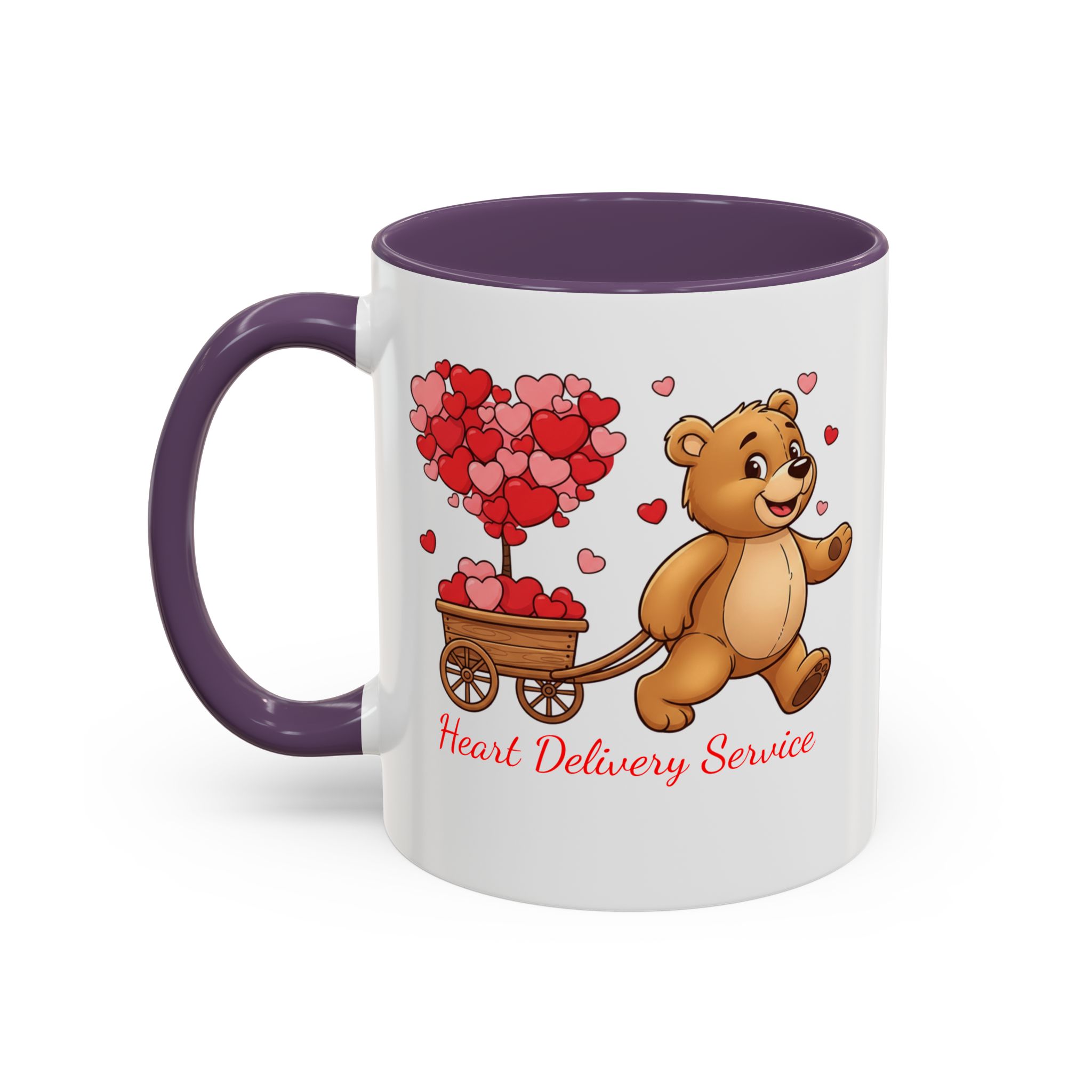 Valentine Teddy & Heart Wagon Accent Coffee Mug - Heart Delivery Service (11/15oz) - Image 41