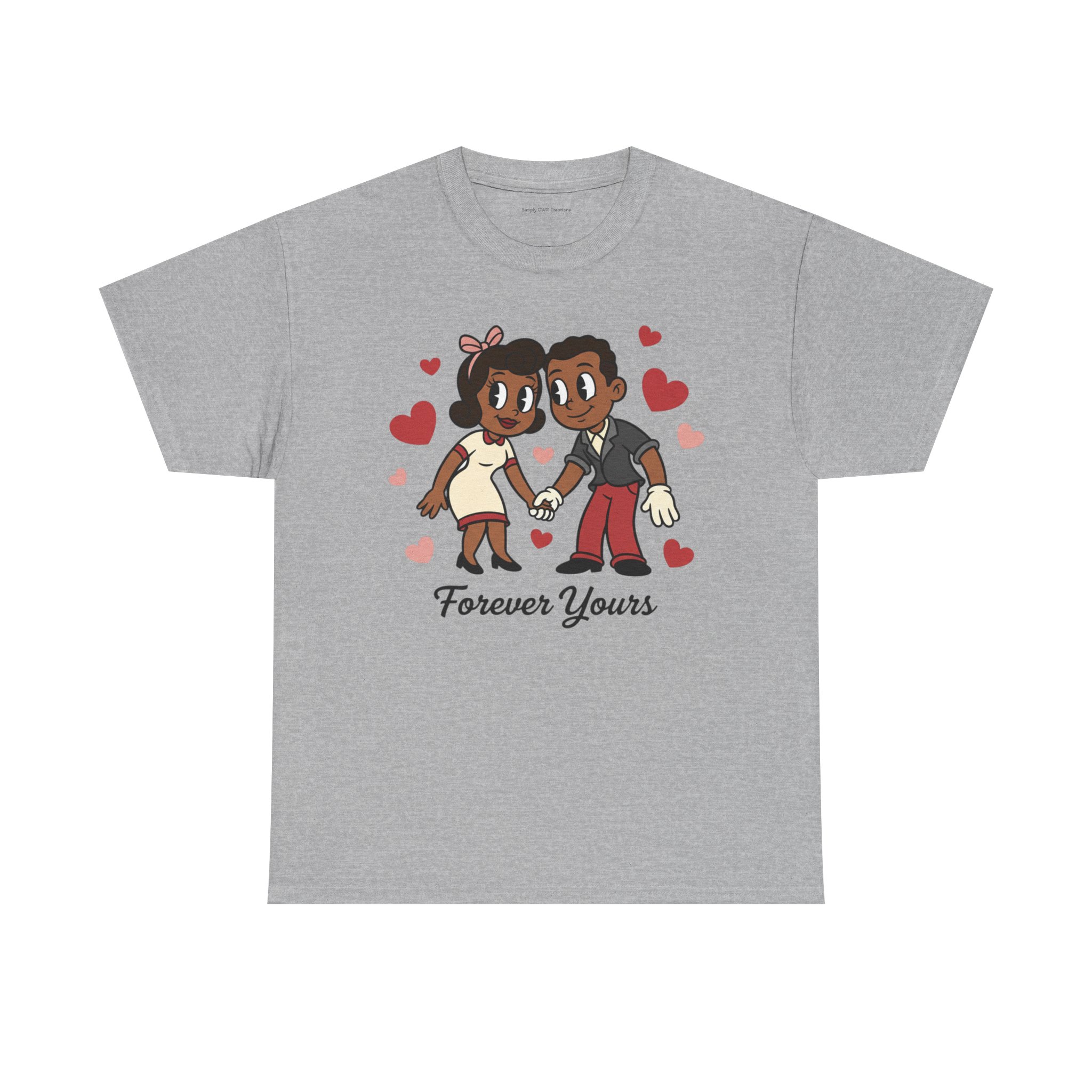 Couple Running Graphic Tee — Cute Romantic Illustration Shirt - Image 3