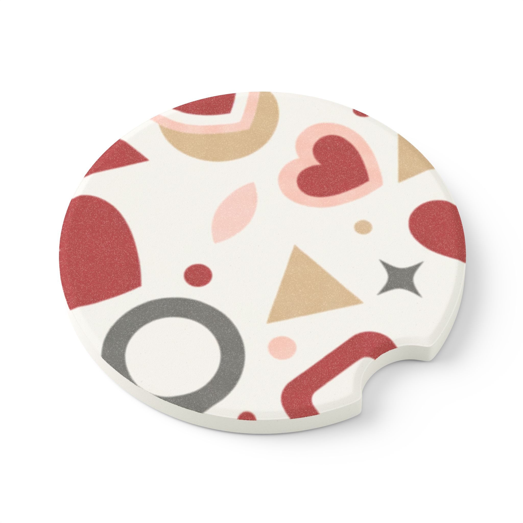 Retro Hearts Pattern Soapstone Car Coaster | Round Trinket Cup Holder - Image 3