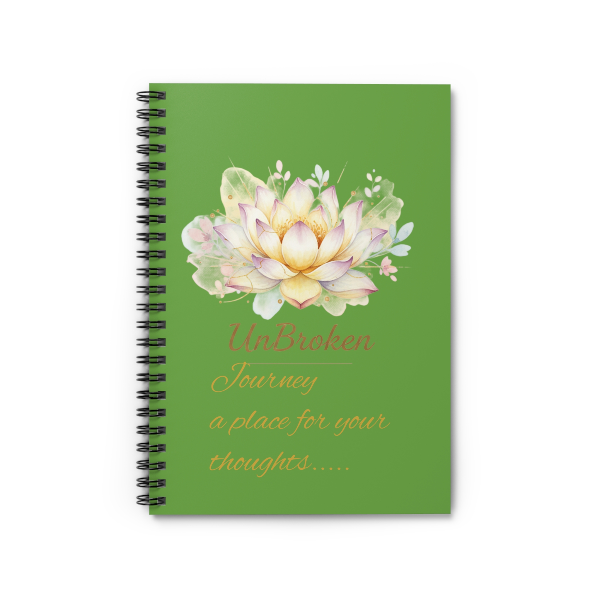 Lotus Floral "UnBroken Journey" Journal Spiral Notebook | Ruled