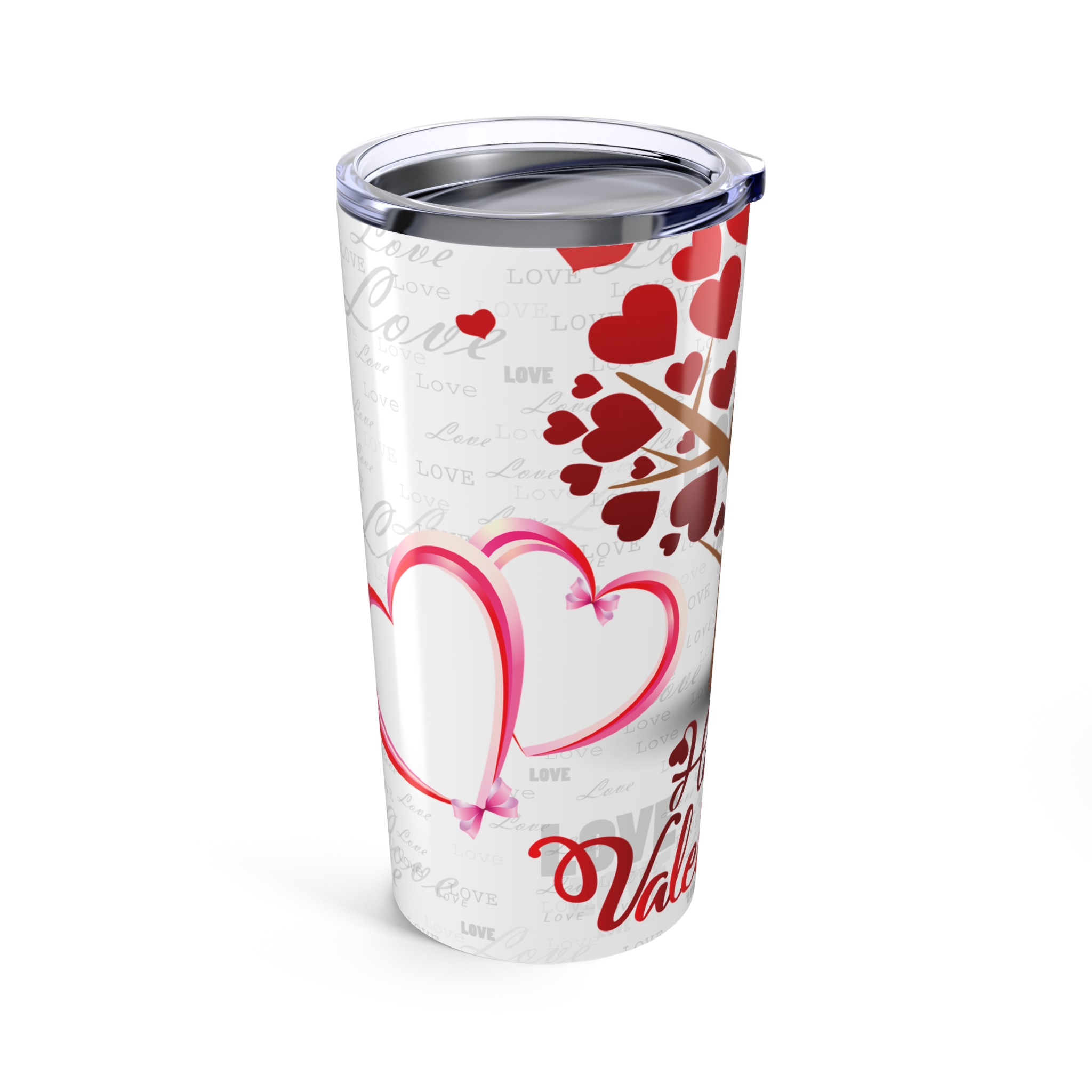 Valentine's Heart Tree 20oz Tumbler - Happy Valentine's Day Thermal Cup - Image 3