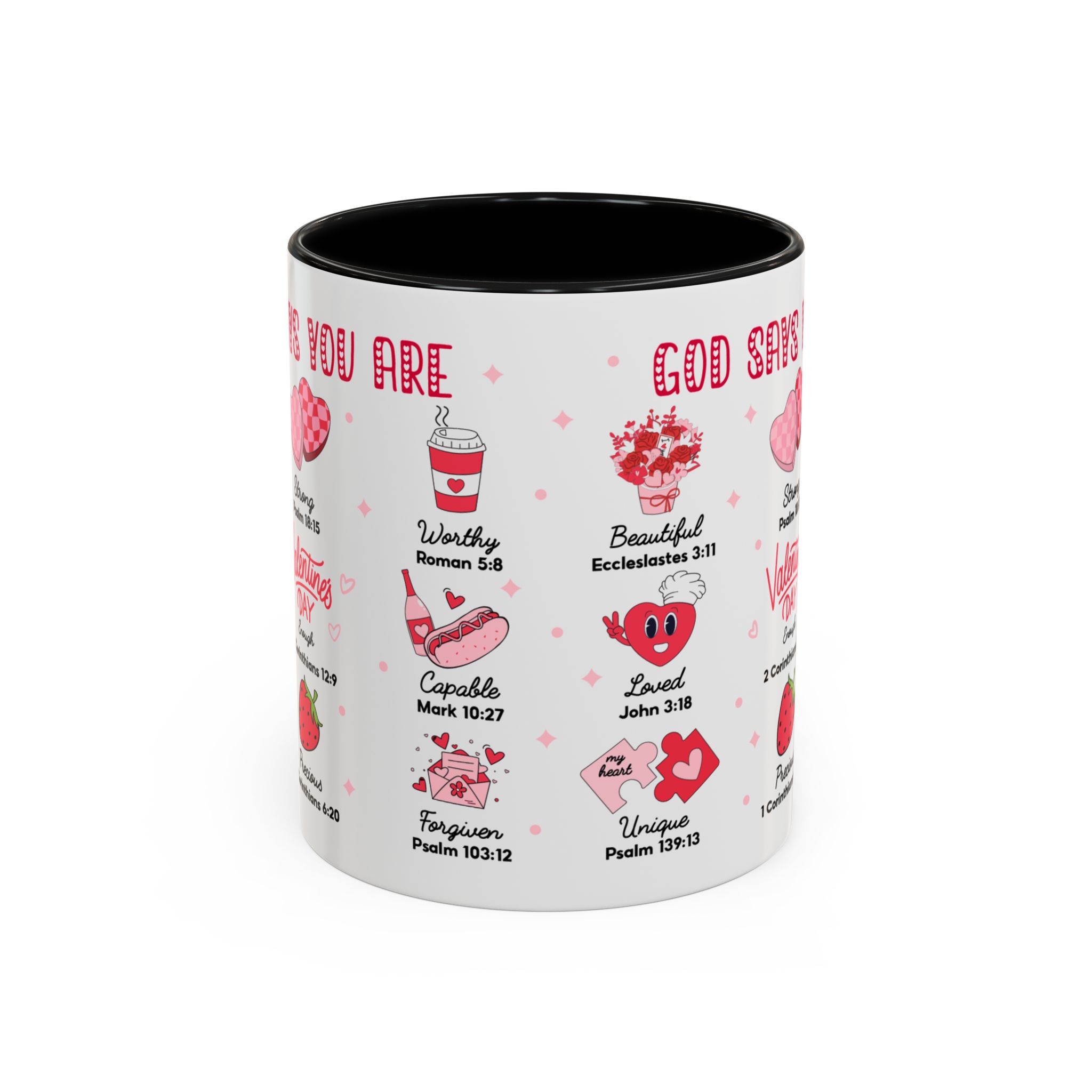 Valentine’s Faith Coffee Mug — "God Says You Are" Inspirational Scripture Accent Mug - Image 4