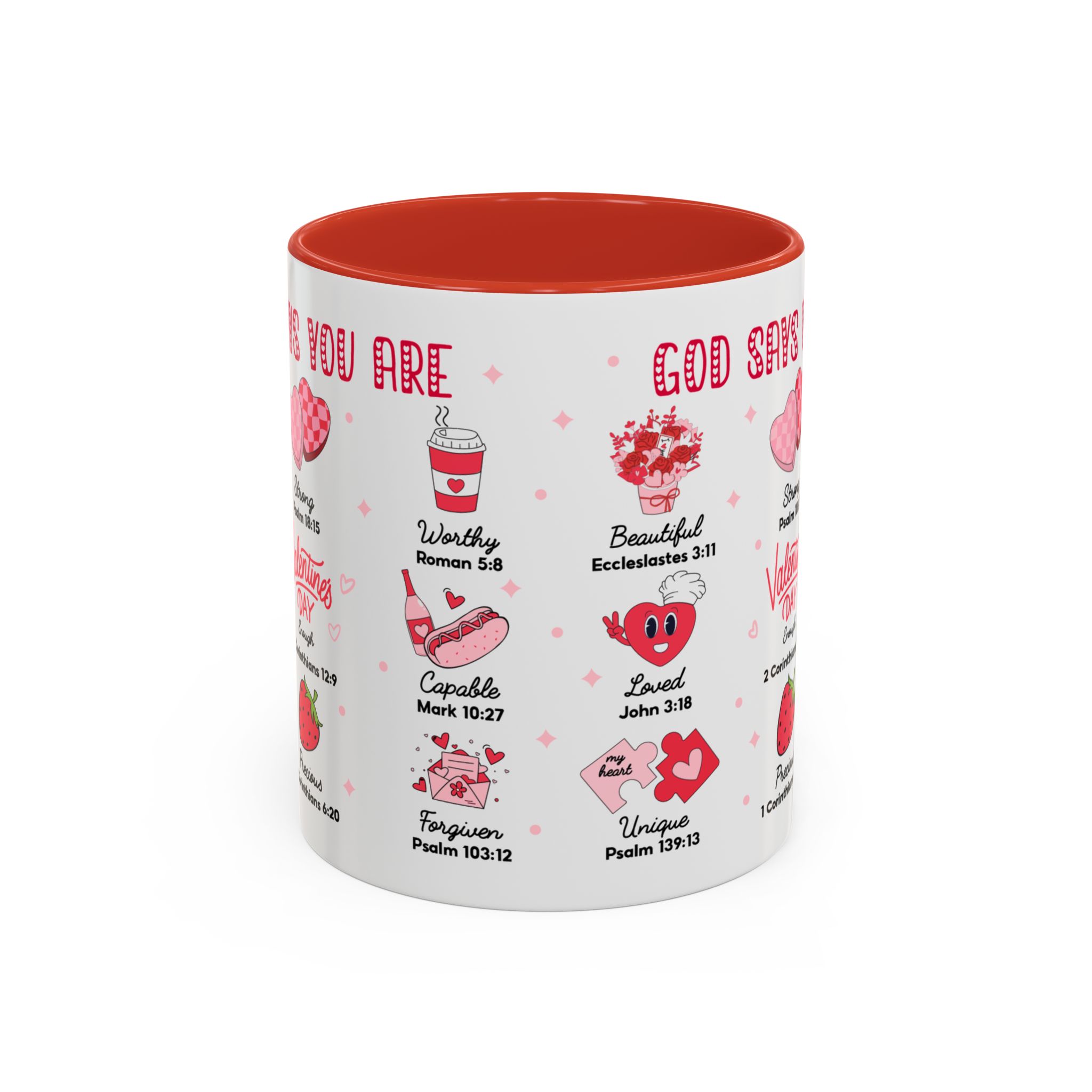 Valentine’s Faith Coffee Mug — "God Says You Are" Inspirational Scripture Accent Mug - Image 16