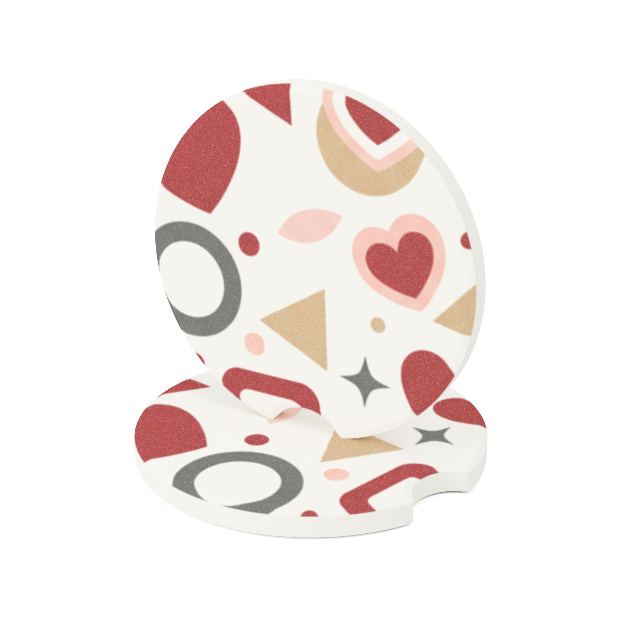 Retro Hearts Pattern Soapstone Car Coaster | Round Trinket Cup Holder - Image 8