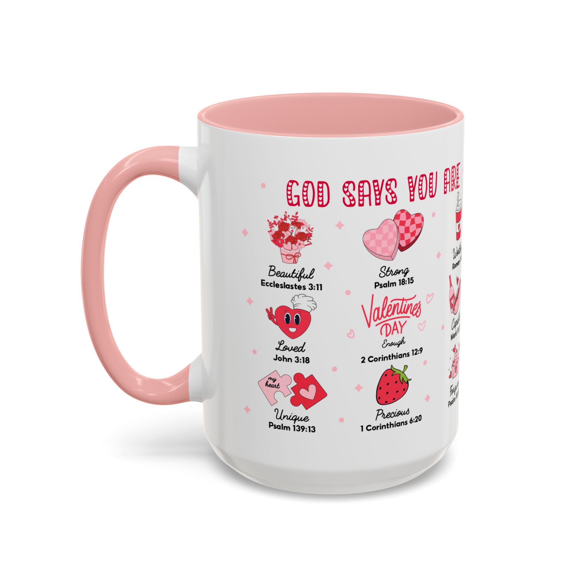 Valentine’s Faith Coffee Mug — "God Says You Are" Inspirational Scripture Accent Mug - Image 27