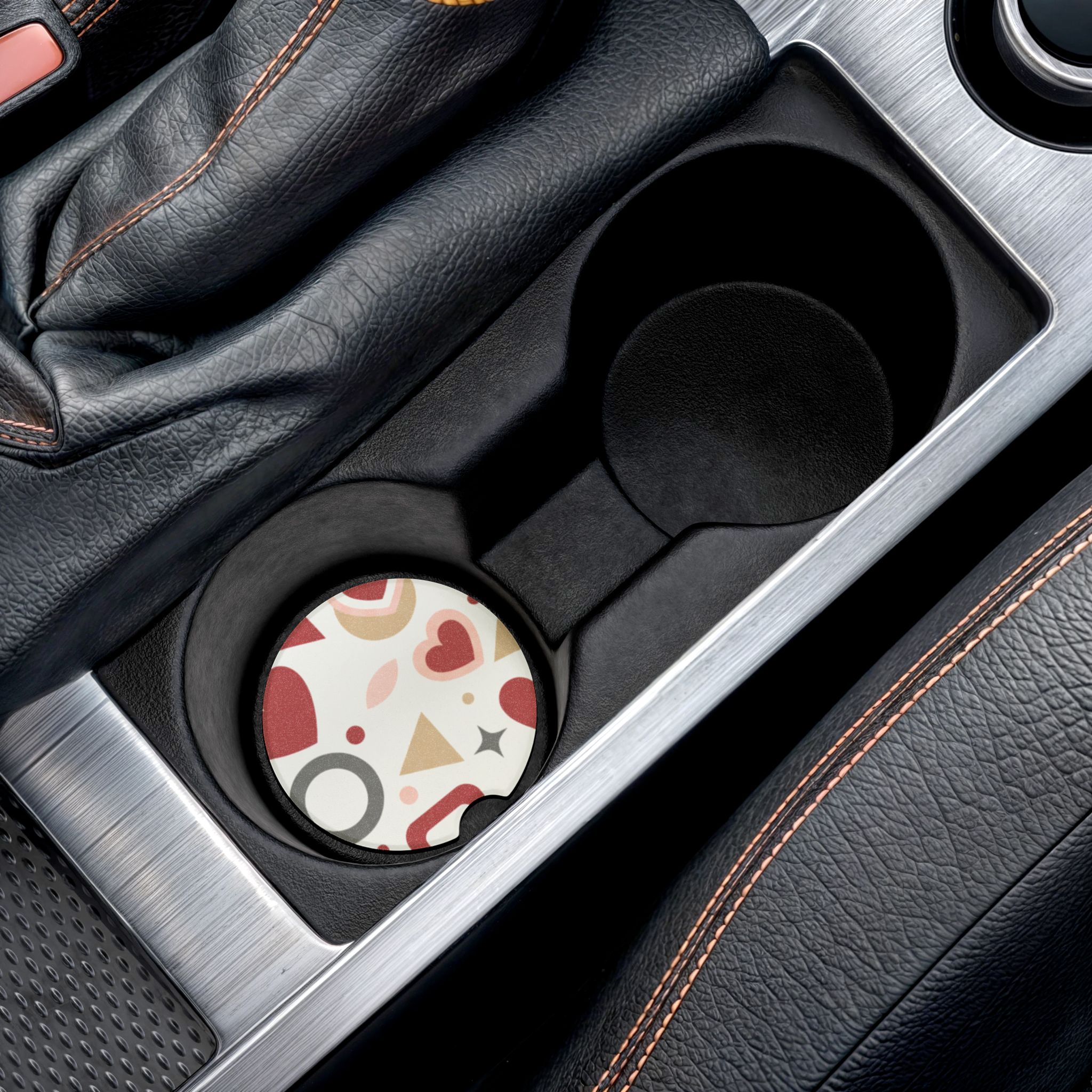 Retro Hearts Pattern Soapstone Car Coaster | Round Trinket Cup Holder - Image 4