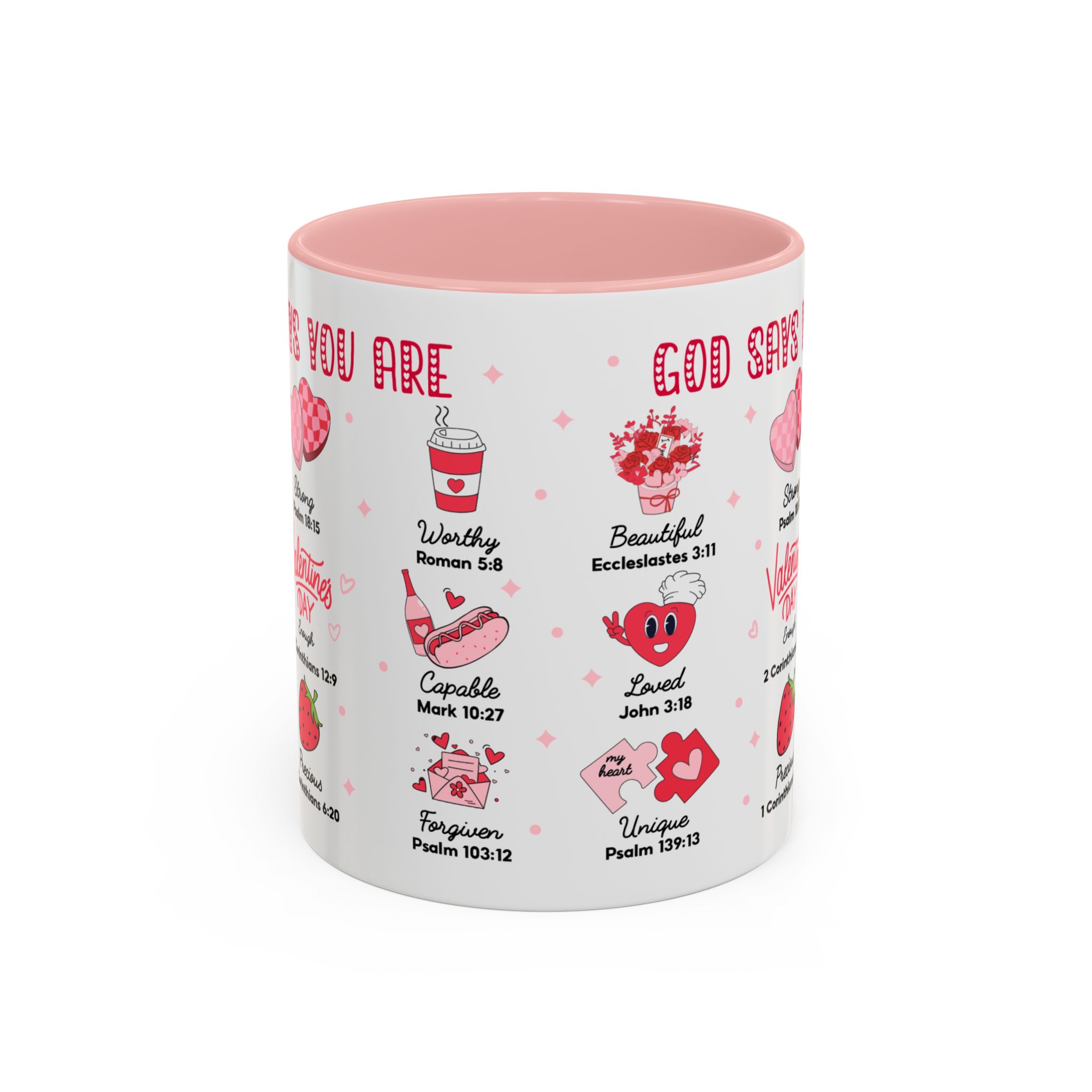 Valentine’s Faith Coffee Mug — "God Says You Are" Inspirational Scripture Accent Mug - Image 12