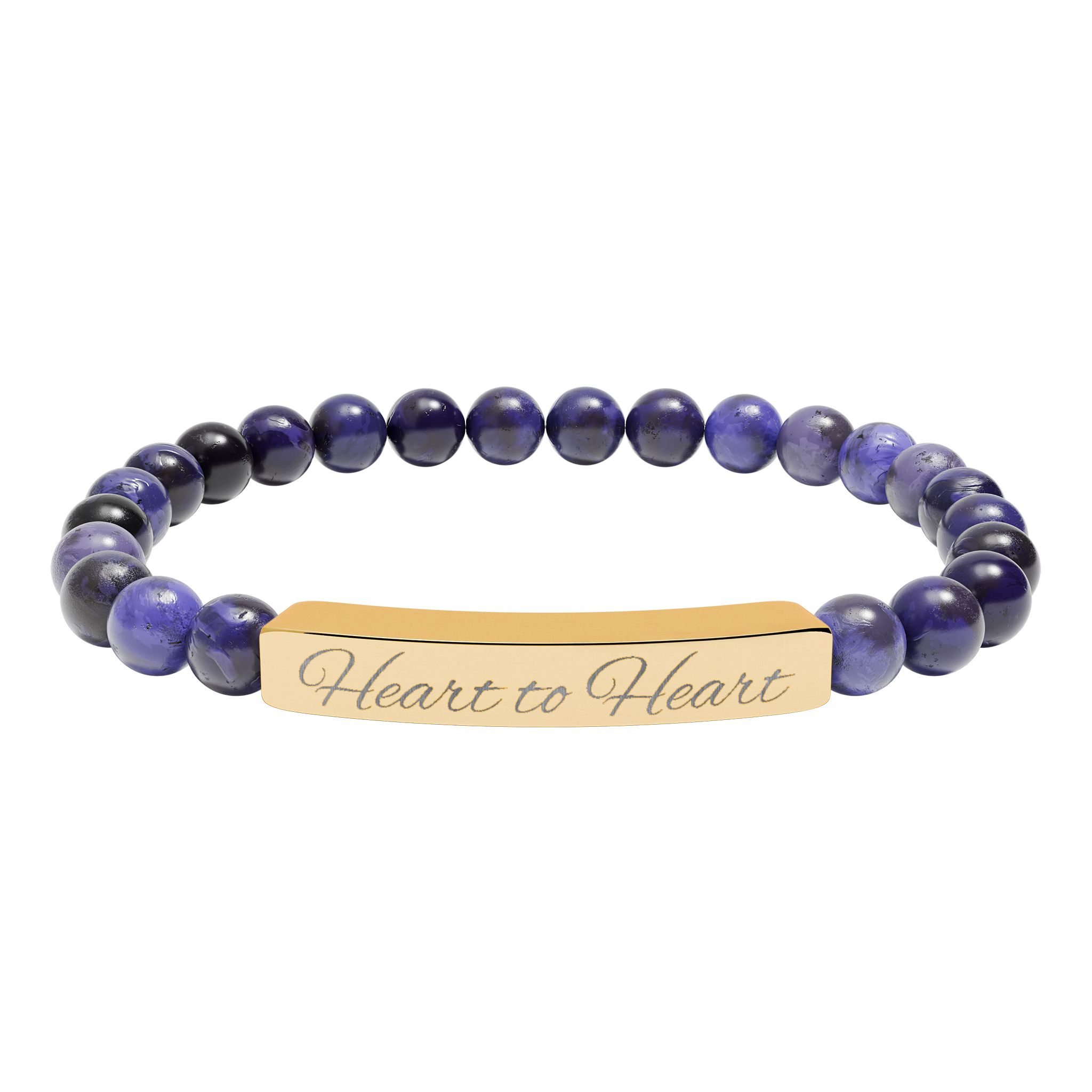 Engraved Bar Natural Stone Stretch Bracelet | Personalized Beaded Bracelet - Image 13
