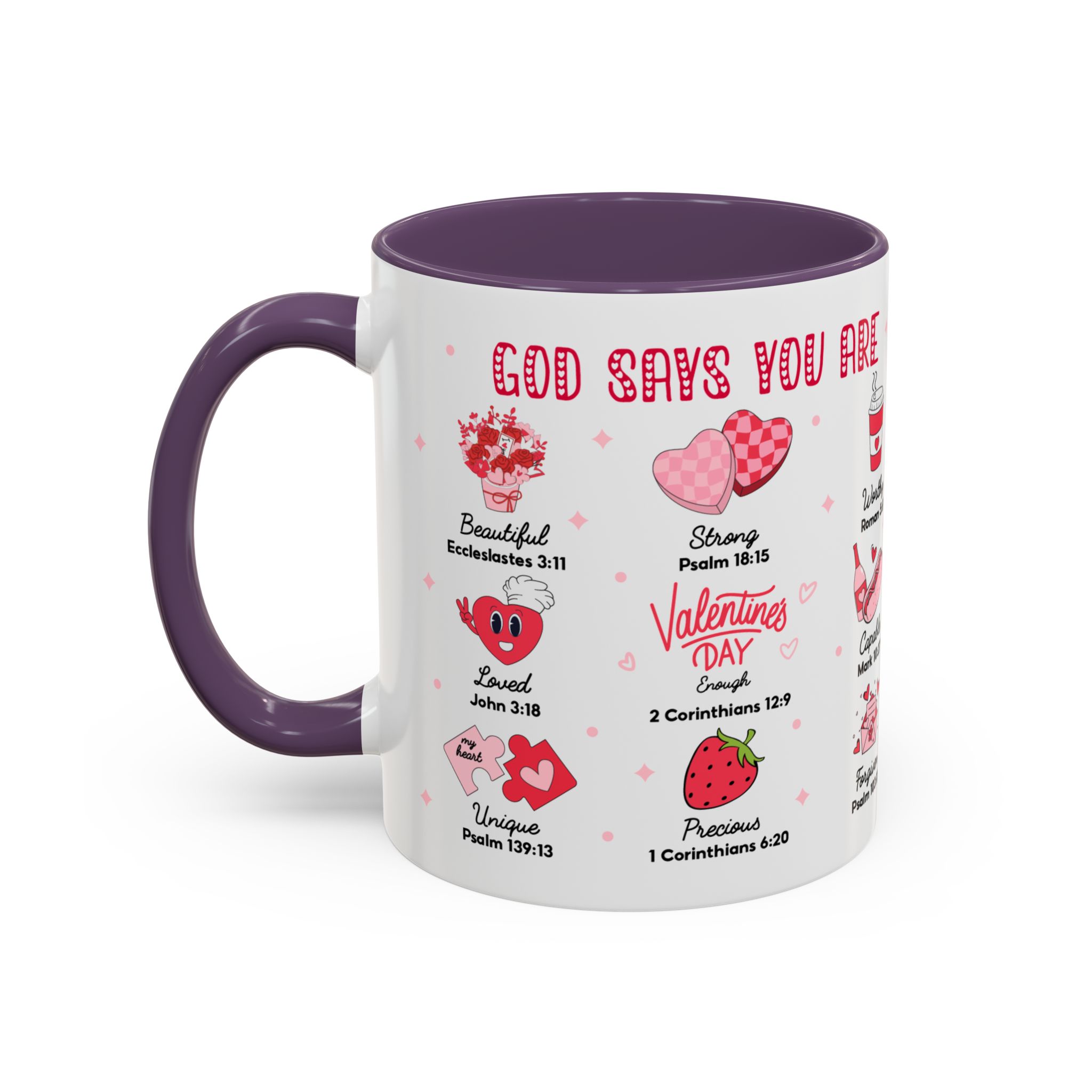 Valentine’s Faith Coffee Mug — "God Says You Are" Inspirational Scripture Accent Mug - Image 42