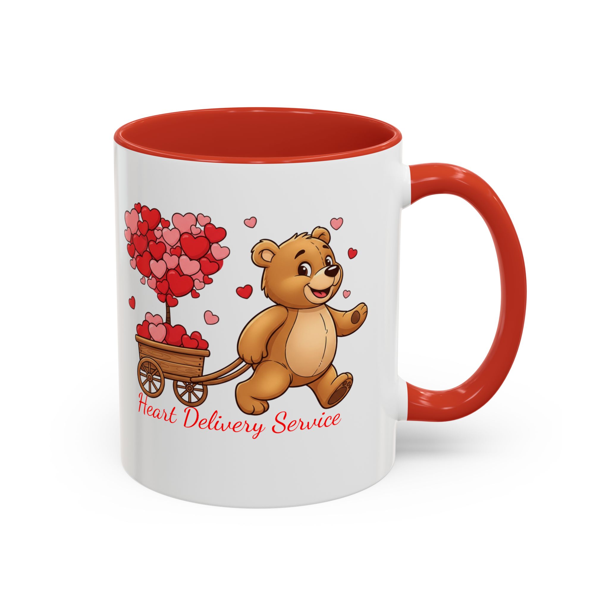 Valentine Teddy & Heart Wagon Accent Coffee Mug - Heart Delivery Service (11/15oz) - Image 3
