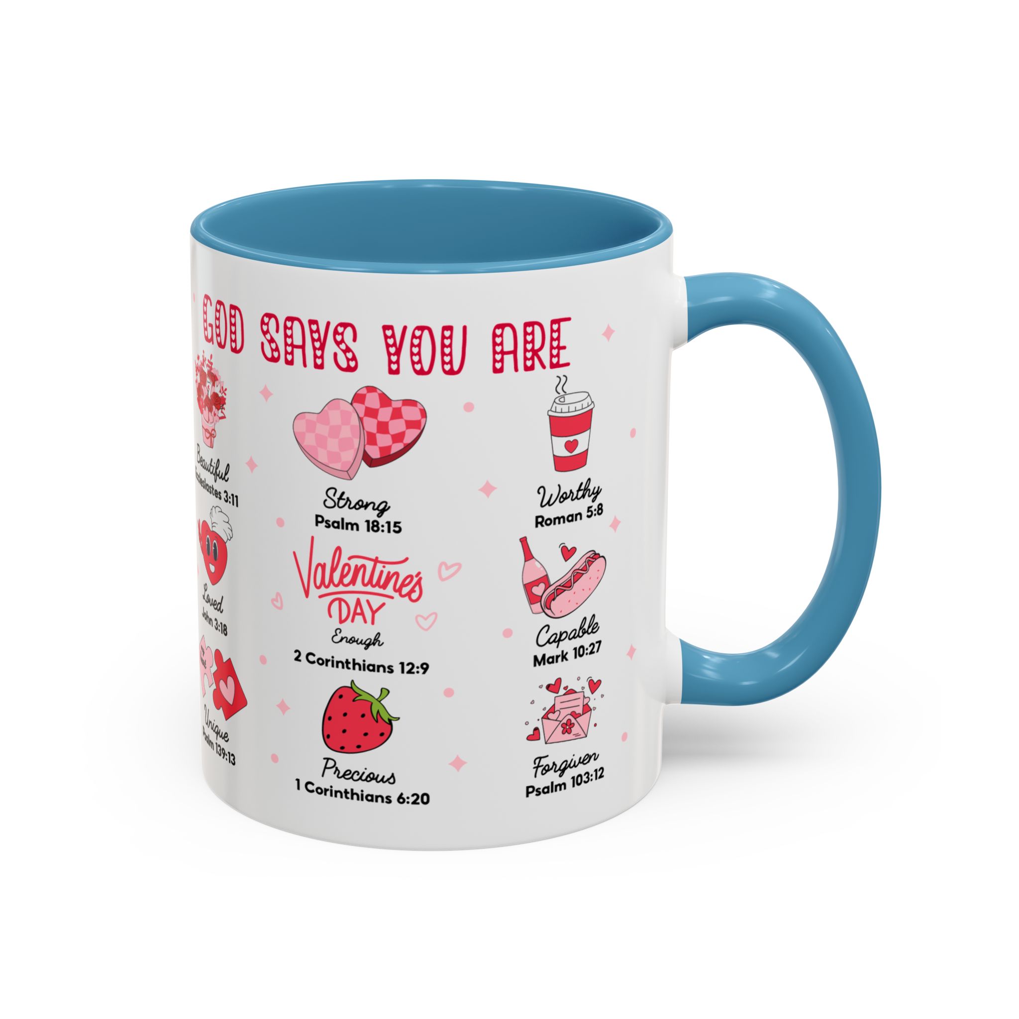Valentine’s Faith Coffee Mug — "God Says You Are" Inspirational Scripture Accent Mug - Image 29