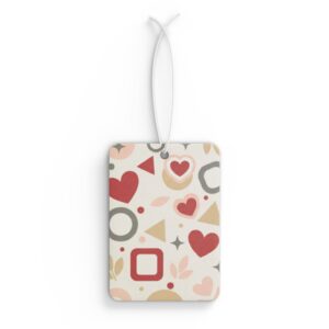 Retro Hearts and Shapes Car Air Freshener | Geometric Pink Red Pattern
