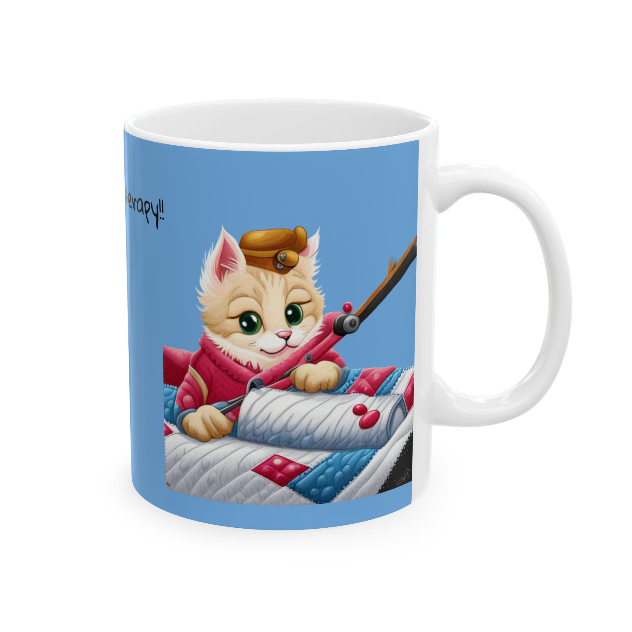 Cat Quilting is Therapy Mug , (11oz, 15oz) - Image 4