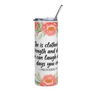 Proverbs 31 Floral Stainless Tumbler — 20oz Inspirational Christian Travel Cup
