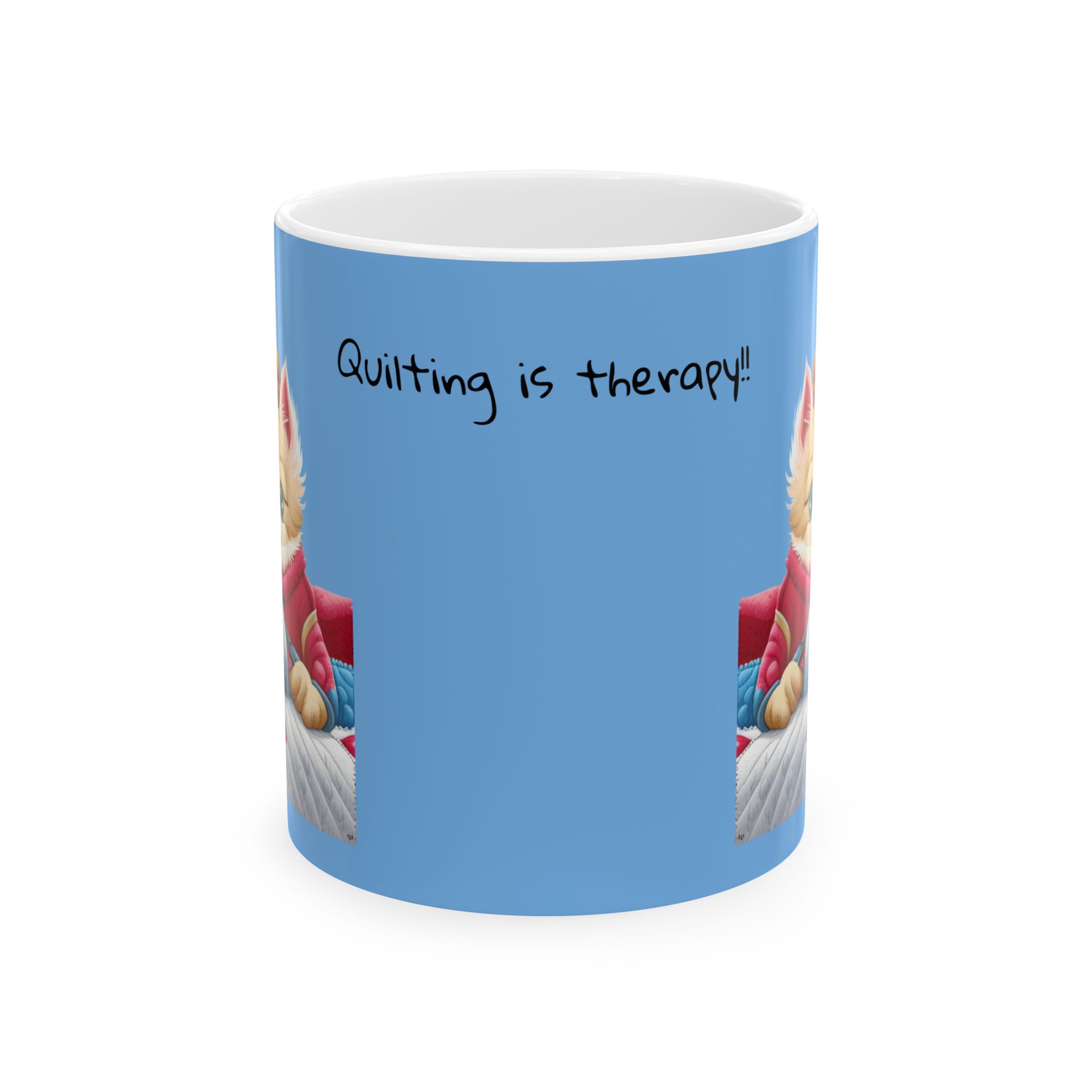 Cat Quilting is Therapy Mug , (11oz, 15oz) - Image 2