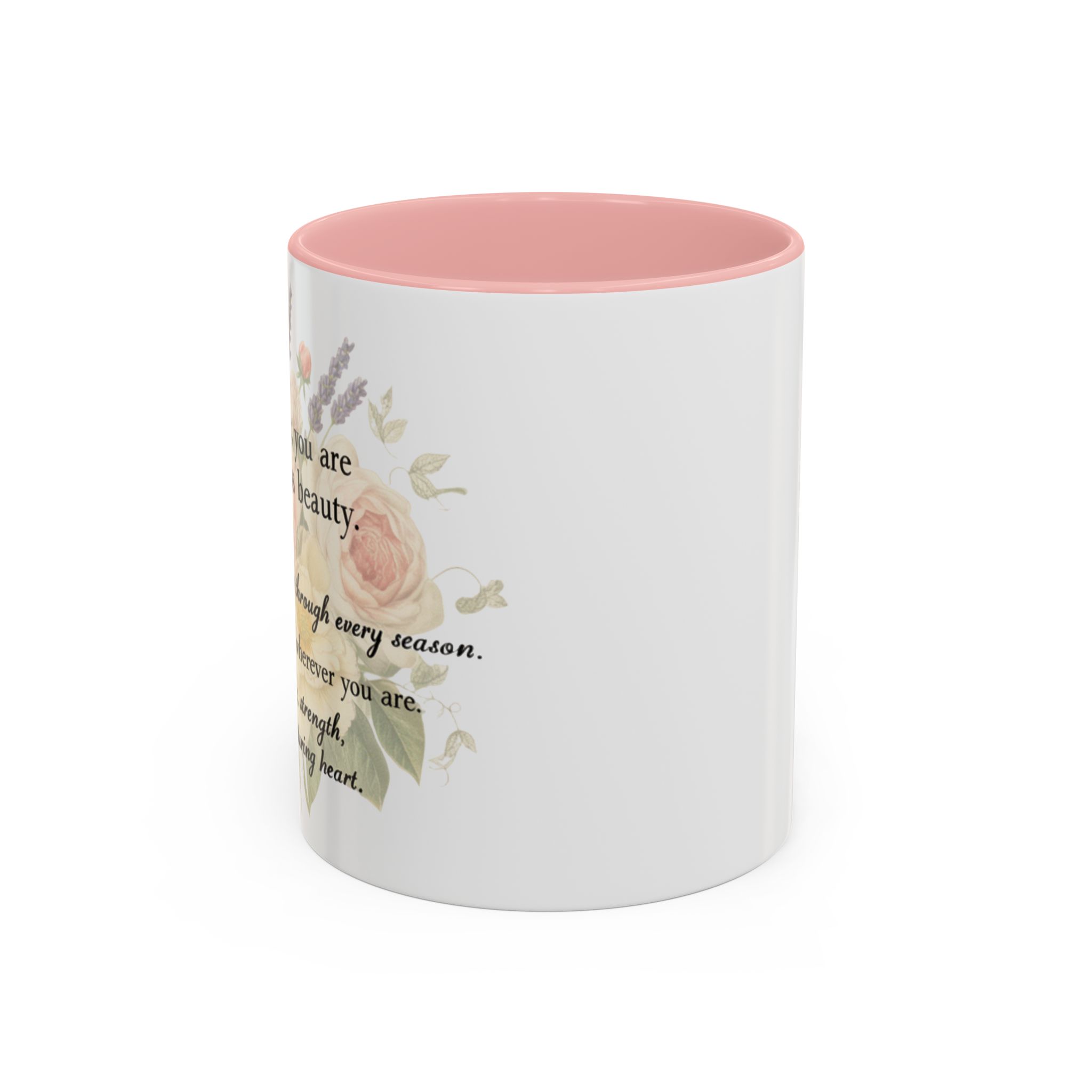 Floral Inspiration Accent Coffee Mug – 'You Are Beautiful' 11/15oz - Image 2