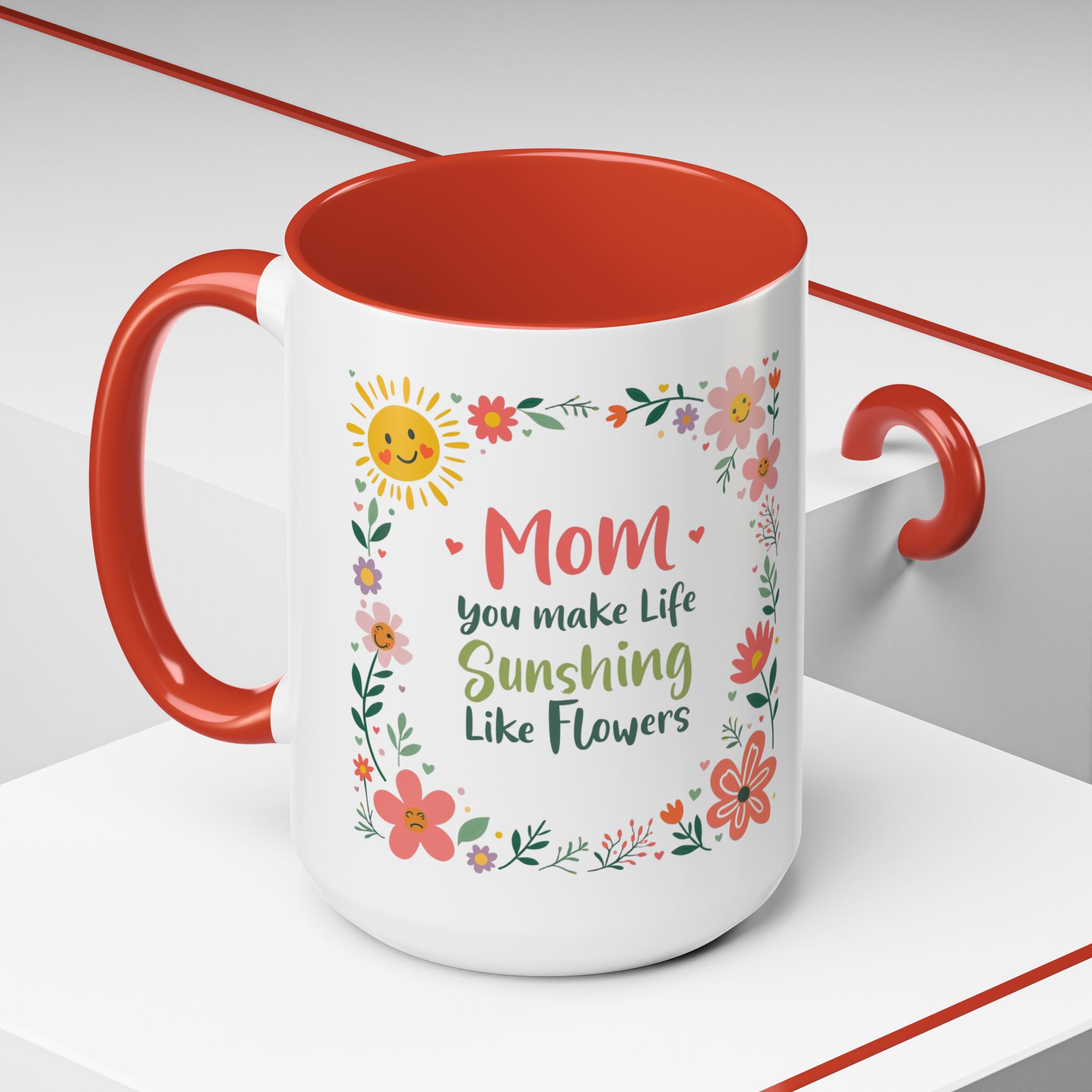 Floral 'Mom' Coffee Mug – Inspirational Mother's Day Accent Mug (11/15oz) - Image 28
