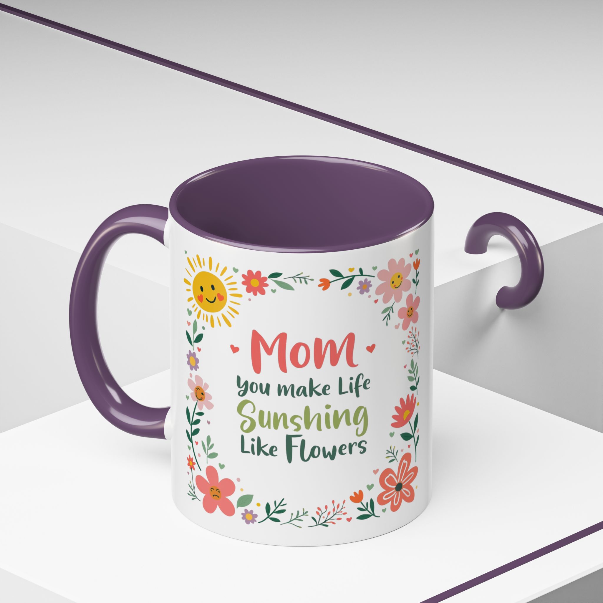 Floral 'Mom' Coffee Mug – Inspirational Mother's Day Accent Mug (11/15oz) - Image 53