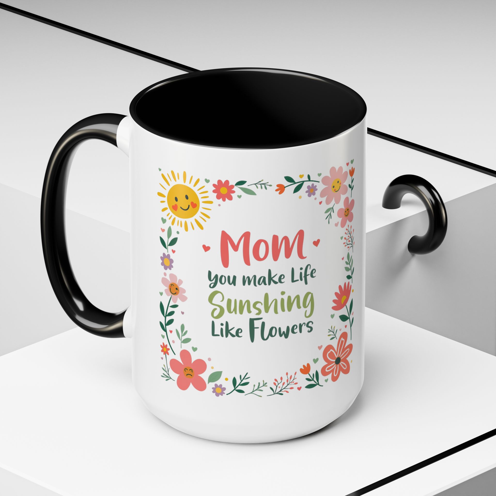 Floral 'Mom' Coffee Mug – Inspirational Mother's Day Accent Mug (11/15oz) - Image 23