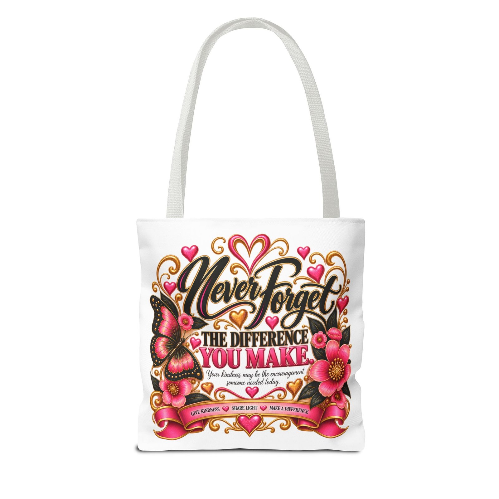 Inspirational Tote Bag — "You Are Someone's Blessing" / "Never Forget the Difference You Make" Floral Design - Image 2