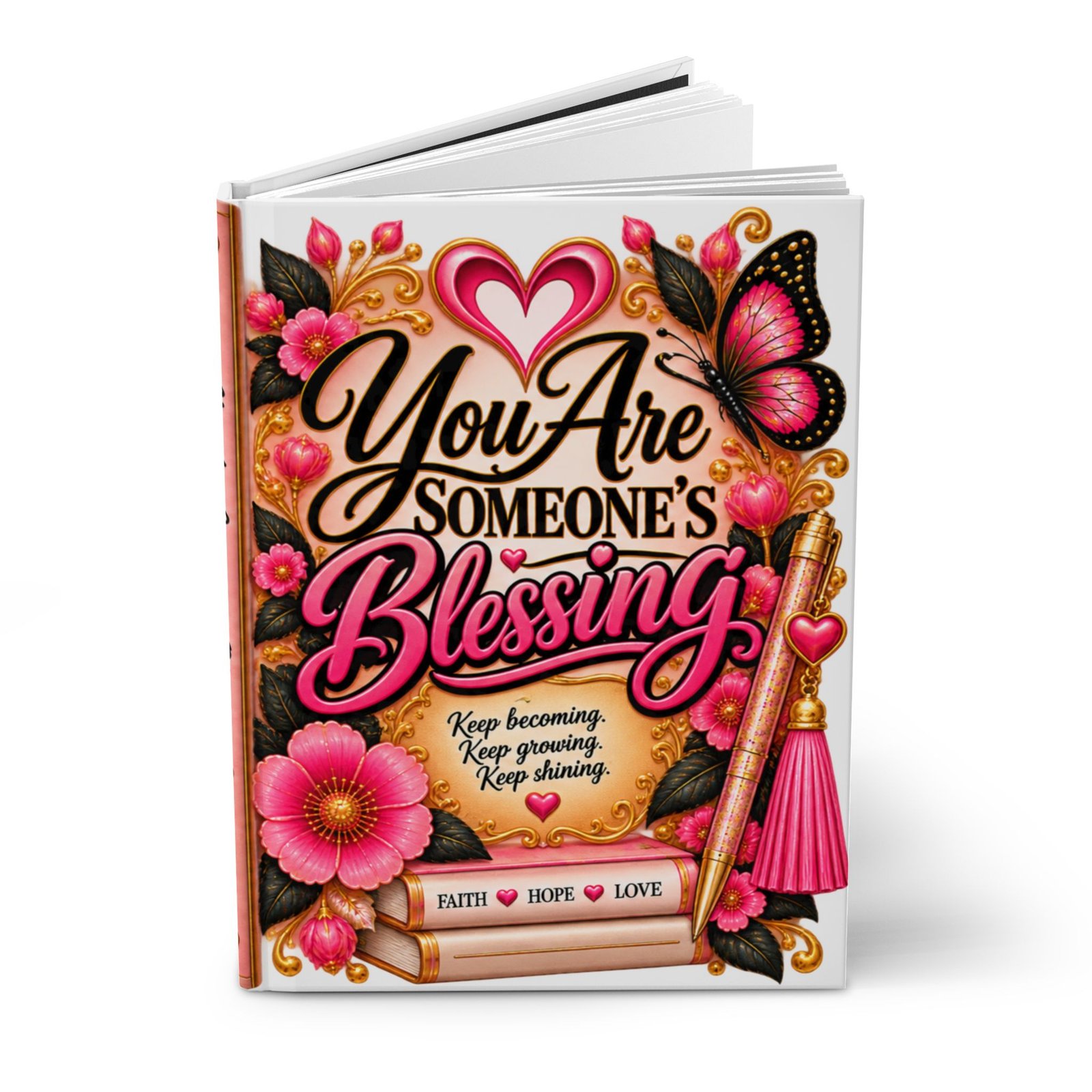Hardcover Journal — "You Are Someone's Blessing" Inspirational Floral Notebook - Image 3