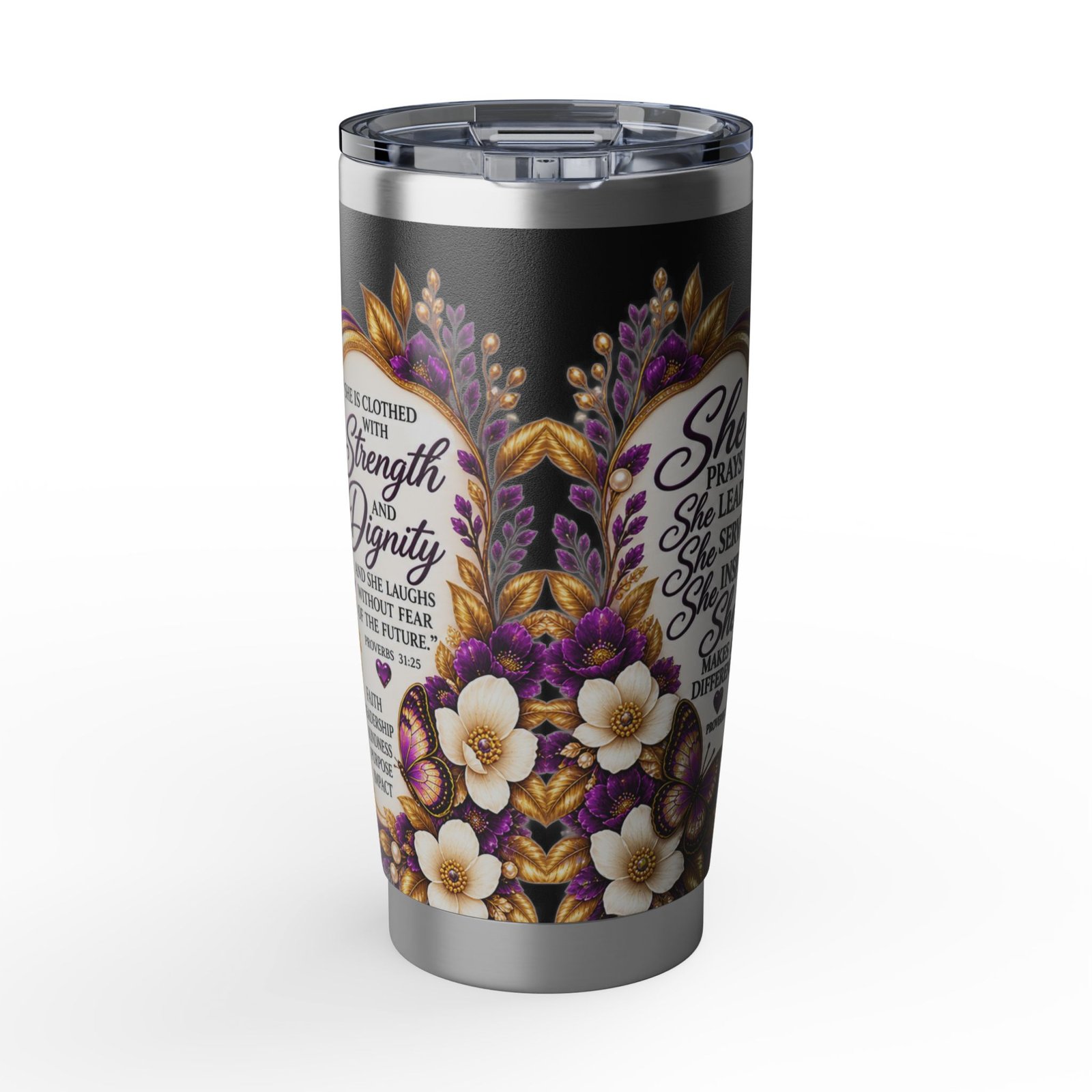 First Lady 20oz Tumbler — Inspirational Floral Cross Travel Cup - Image 6