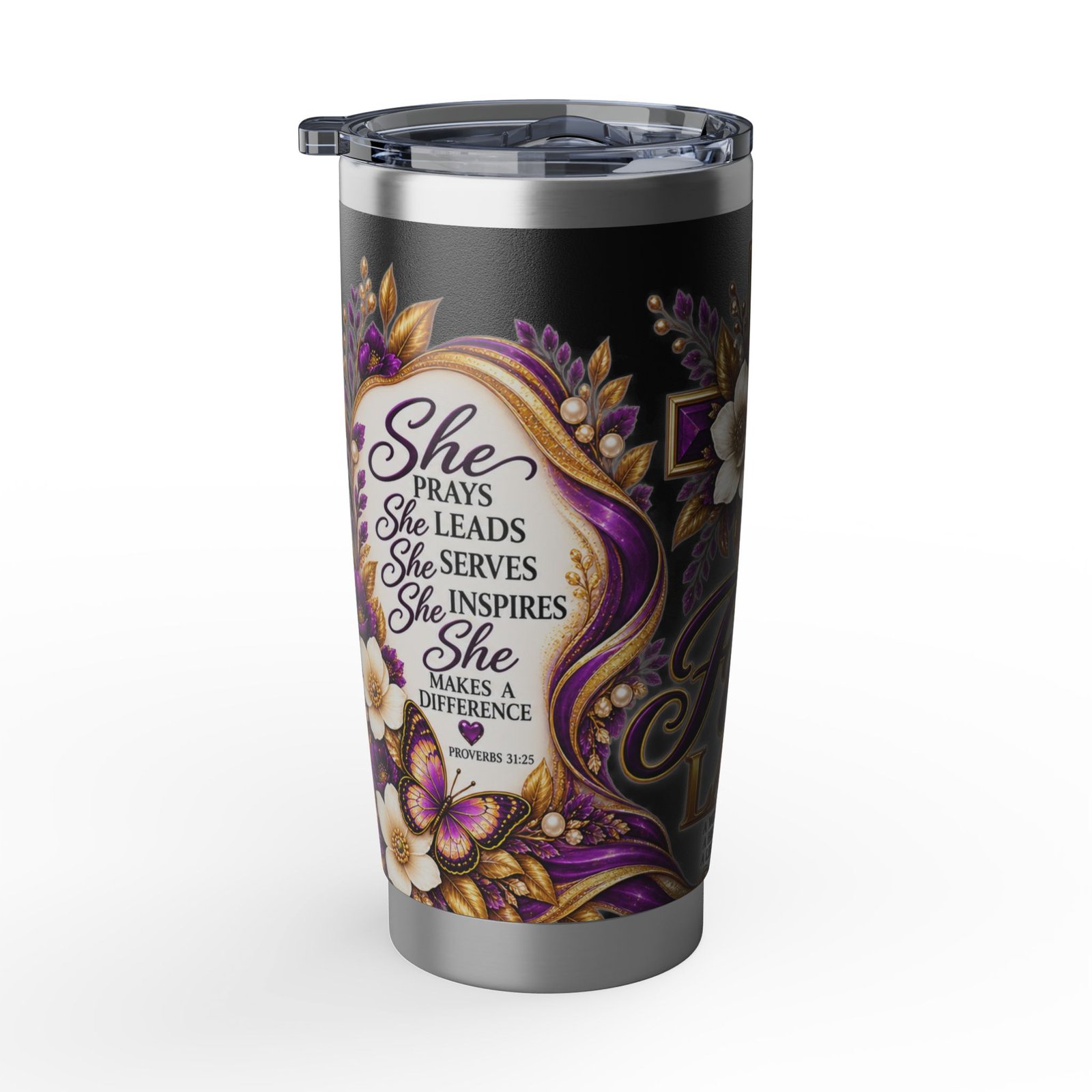 First Lady 20oz Tumbler — Inspirational Floral Cross Travel Cup - Image 8