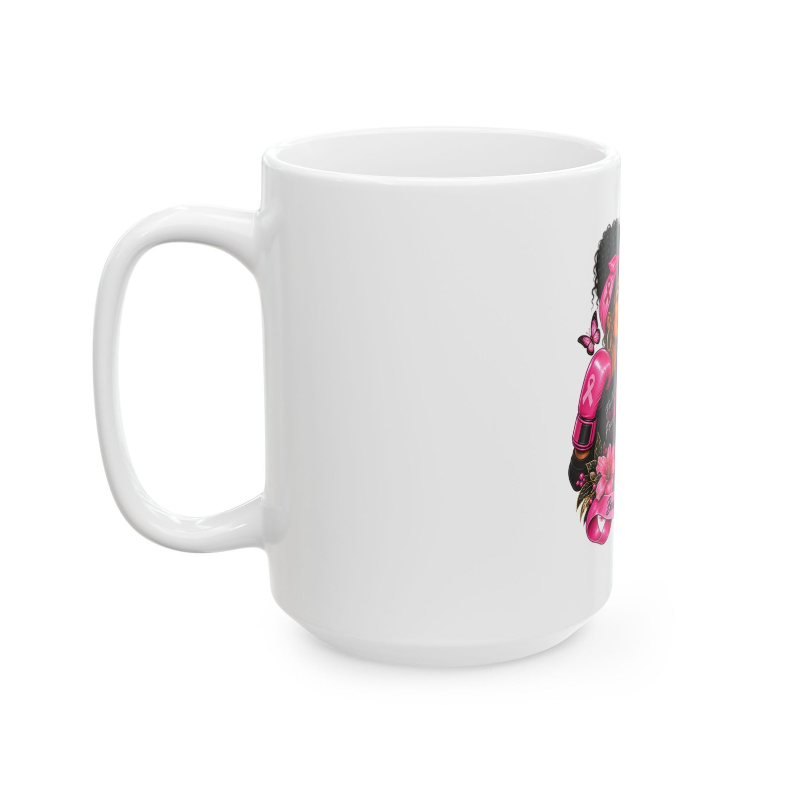 Breast Cancer Warrior Mug — Pink Ribbon Boxing Fighter Ceramic Coffee Cup (11oz/15oz) - Image 7